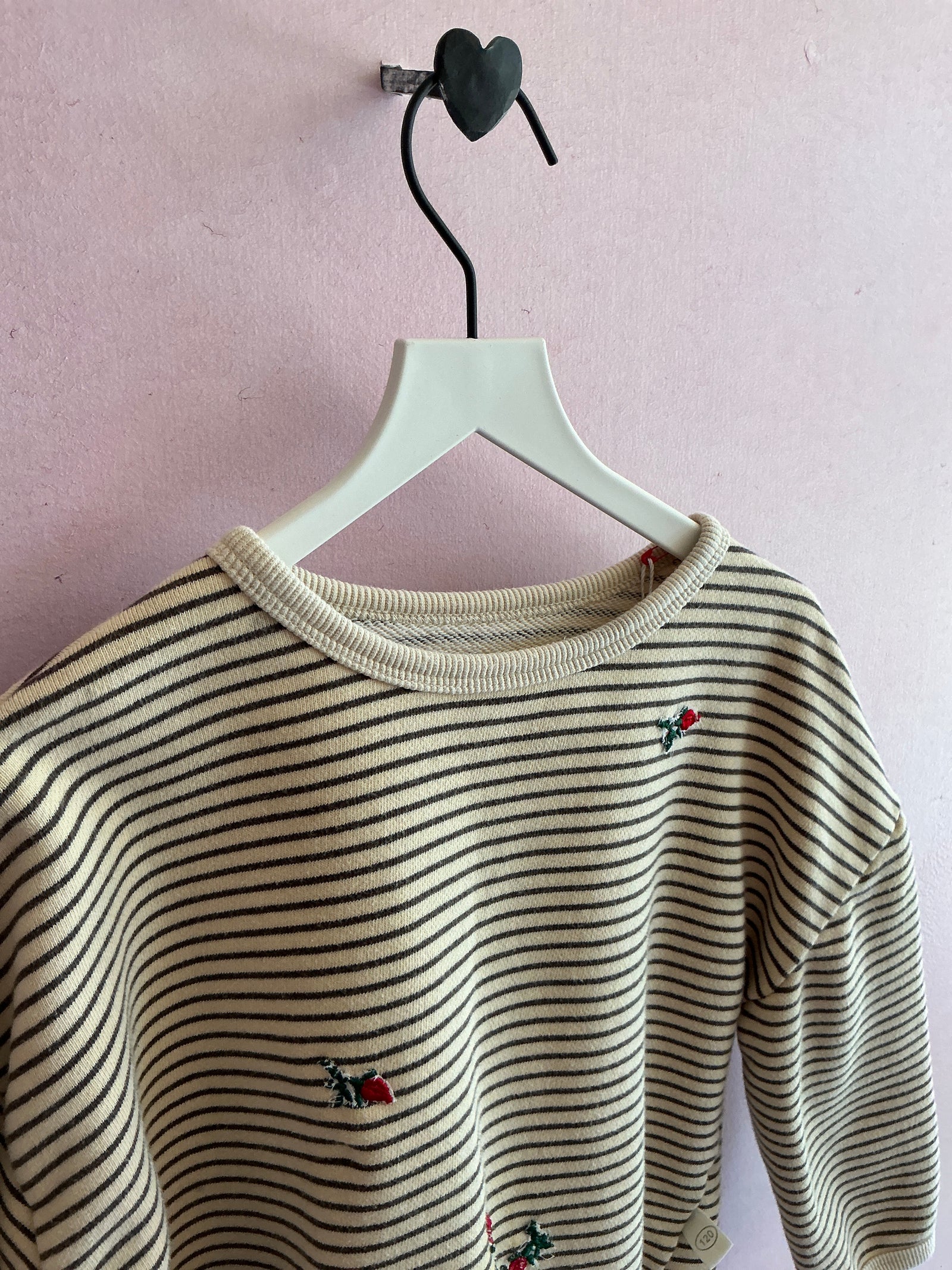 Embroidered Roses Stripes Sweatshirt / 5