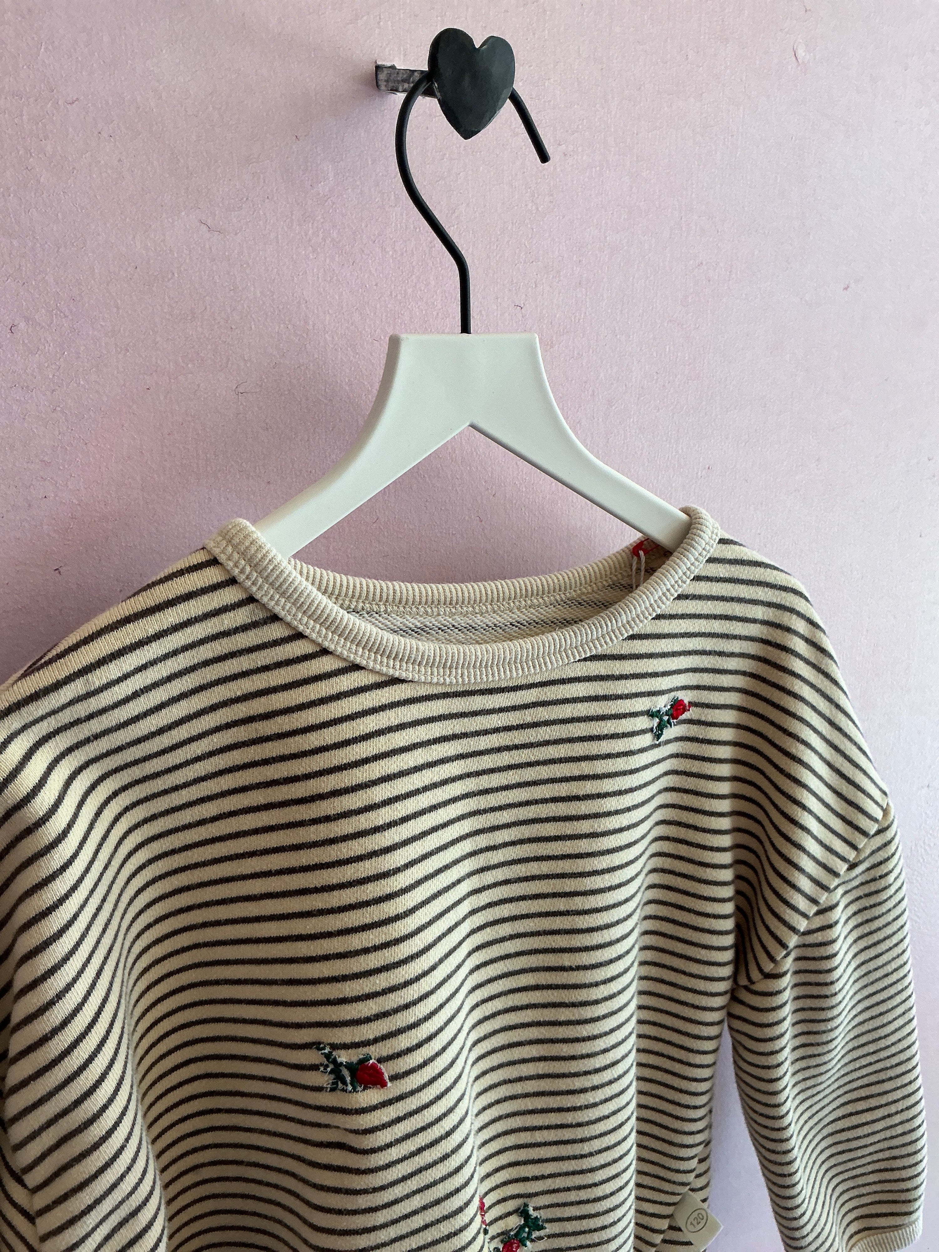 Embroidered Roses Stripes Sweatshirt / 5