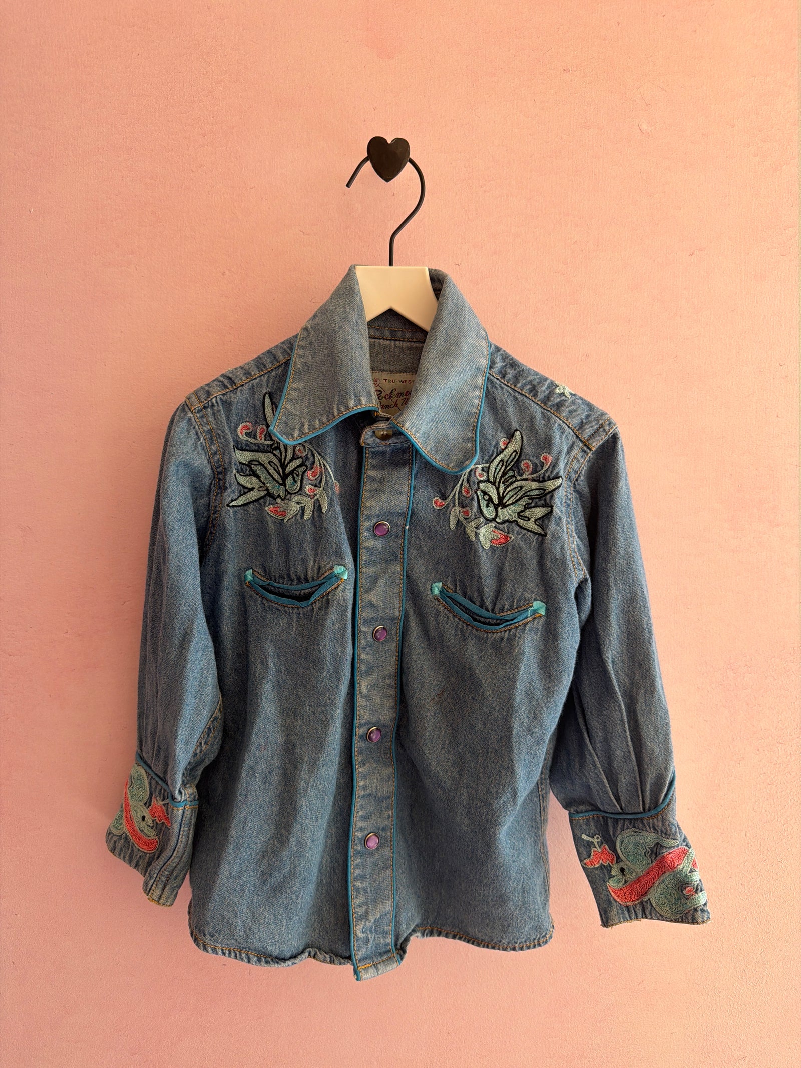 Tru-West by Rockmount Ranch Wear Chain Stitch Embroidered Western Snap Shirt
