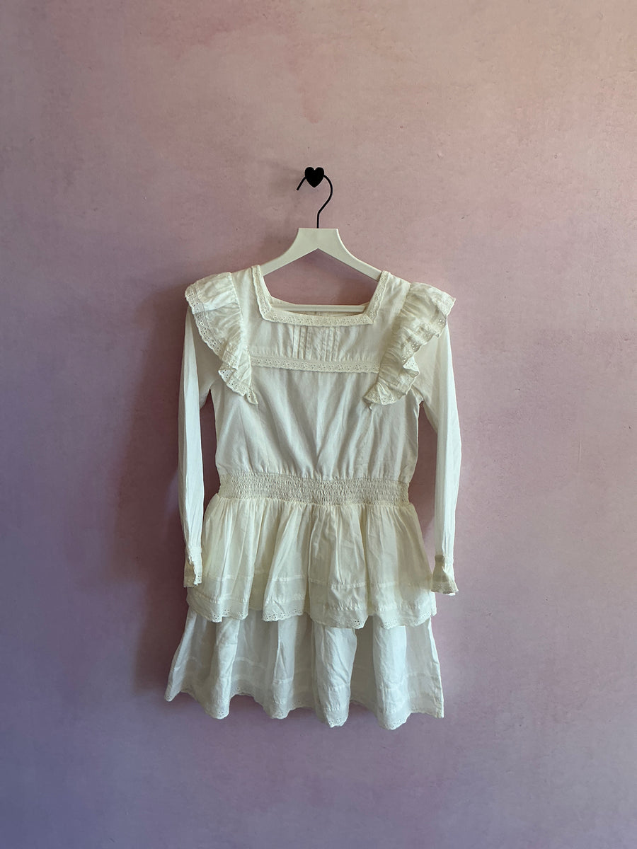 mini boden White Eyelet Trim dress / 8-9 Years