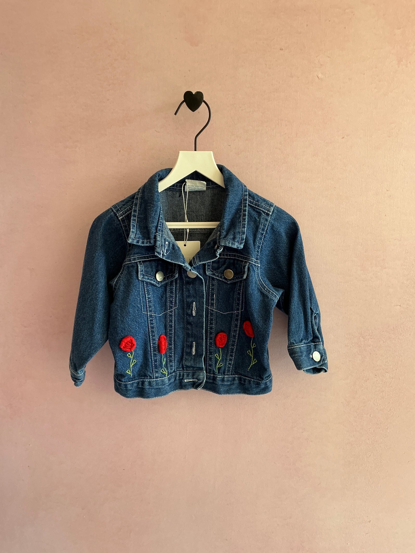 vintage red roses Jean Jacket / 12 months