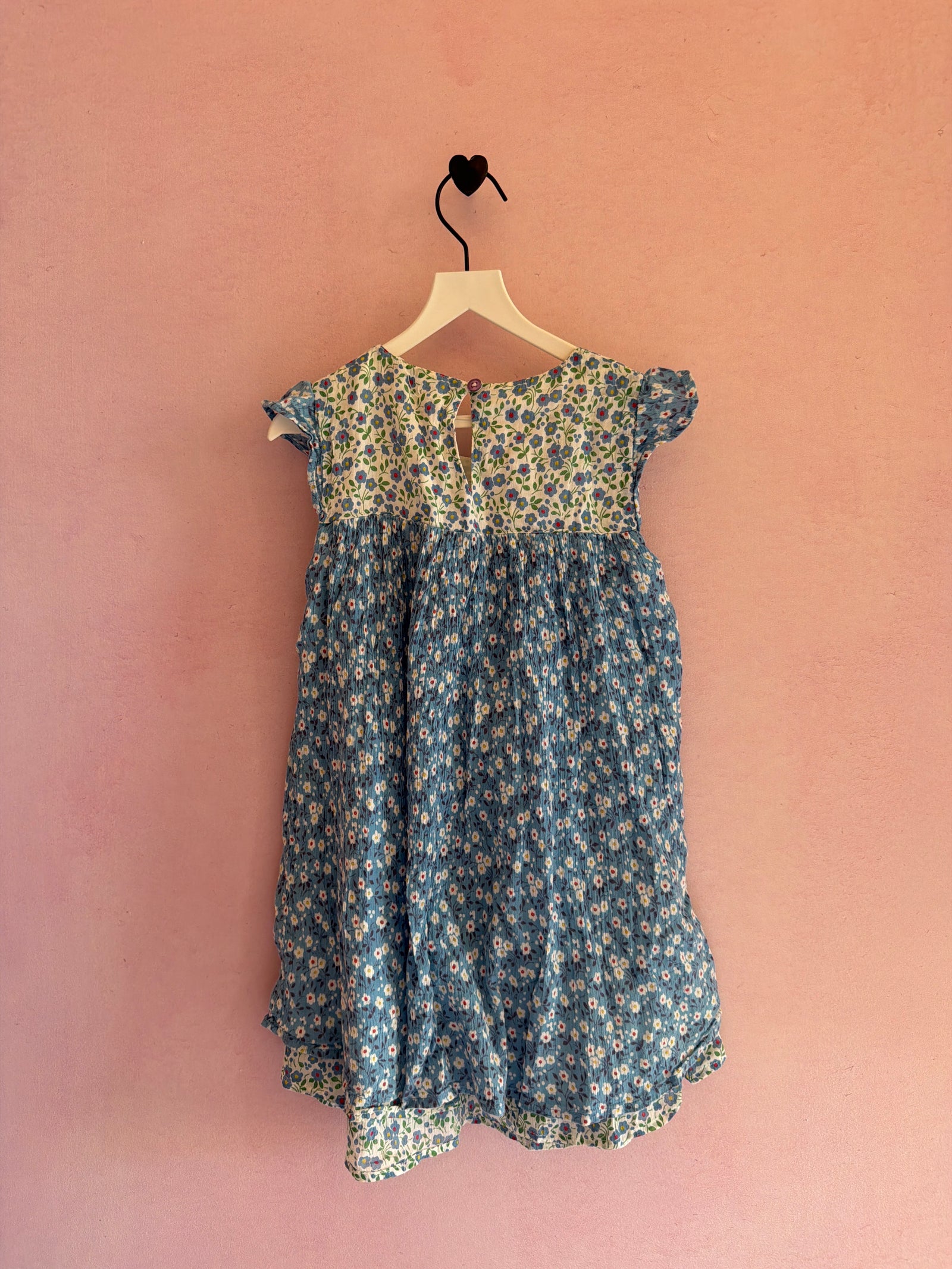 Mini Boden Blue and White Floral Sleeveless Dress / 5-6