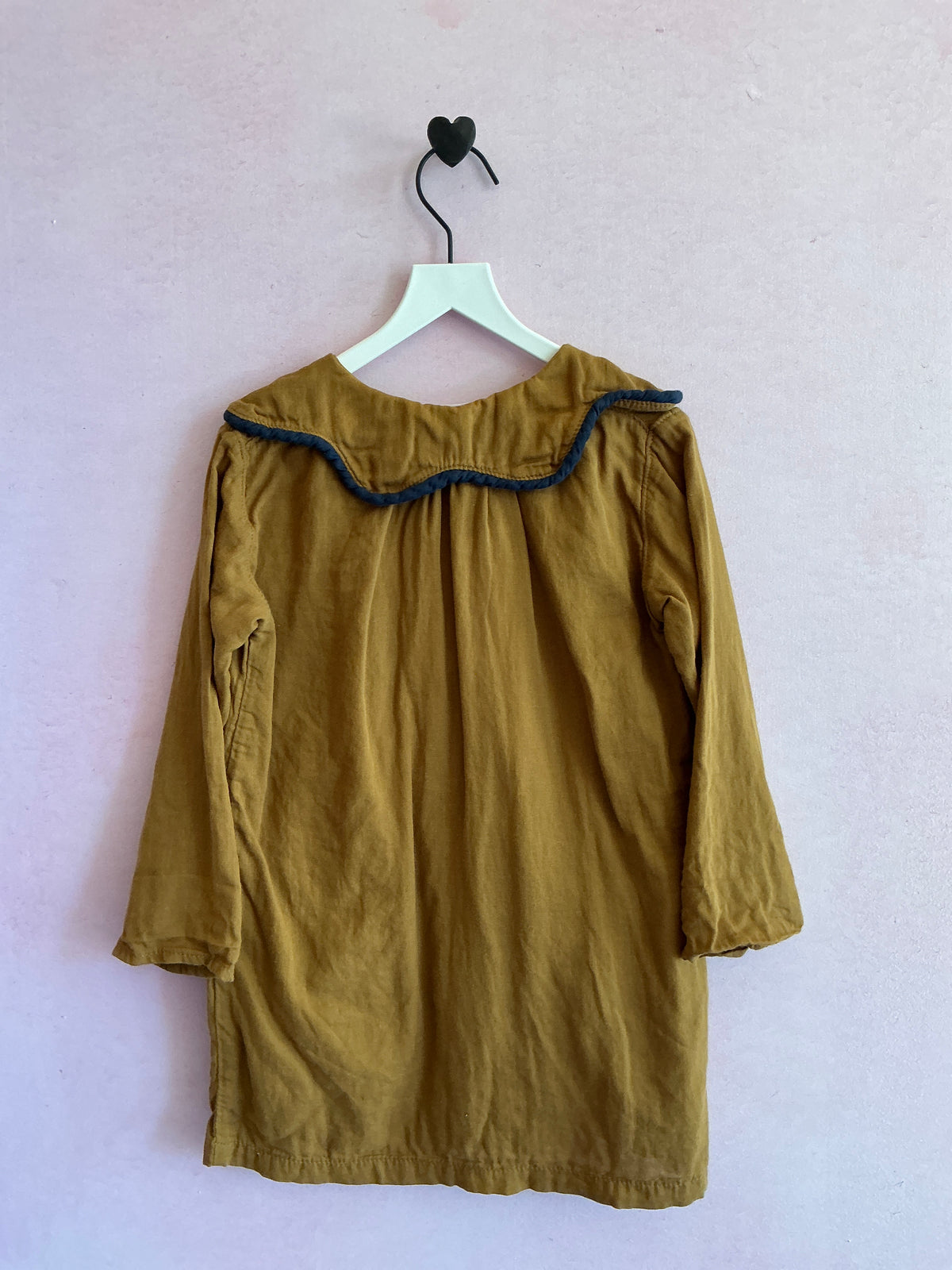 Mabo Brown Navy Trim Pocket Dress Dress / 4-5Y