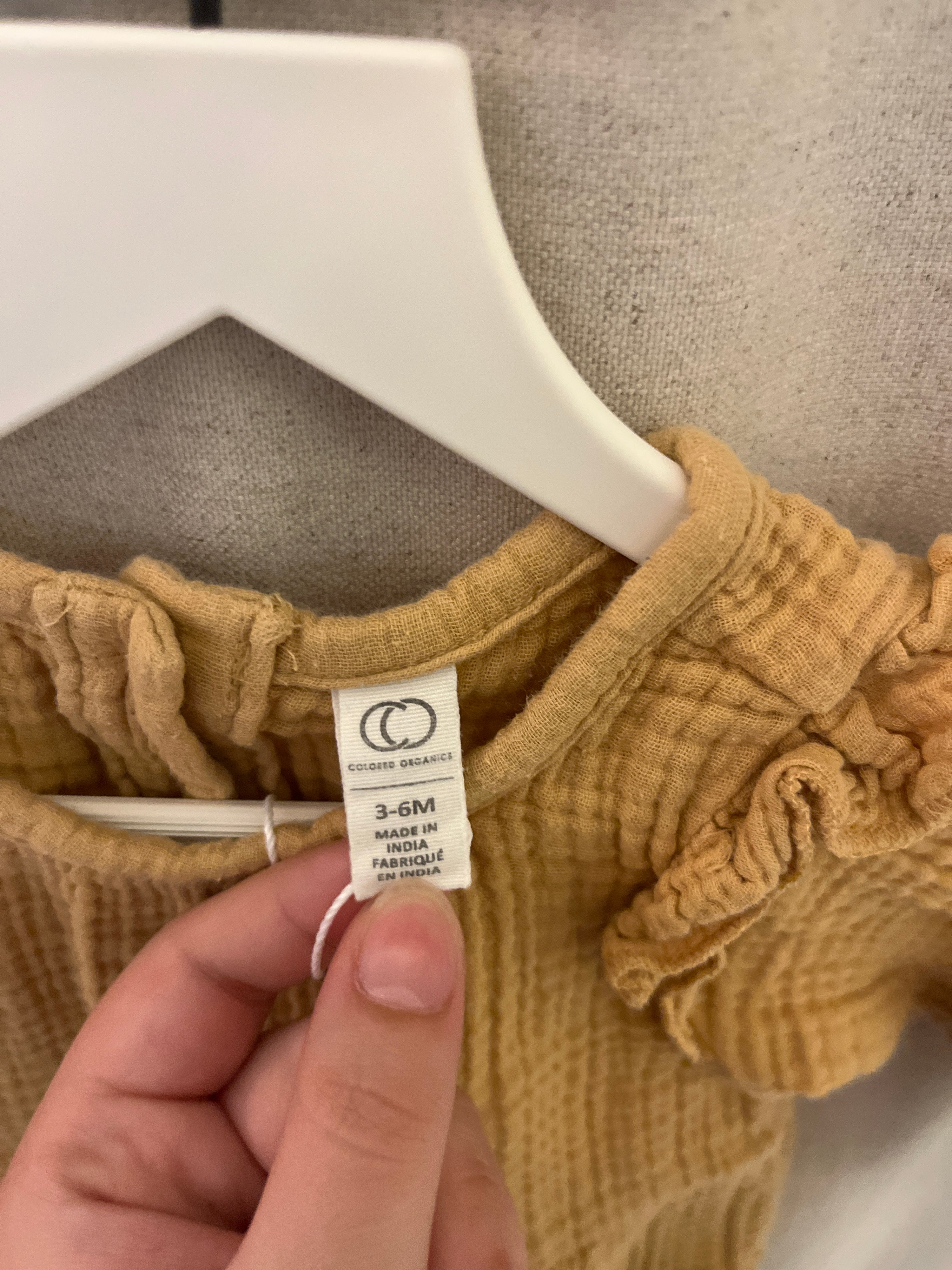 colored organics amber onesie / 3-6 months