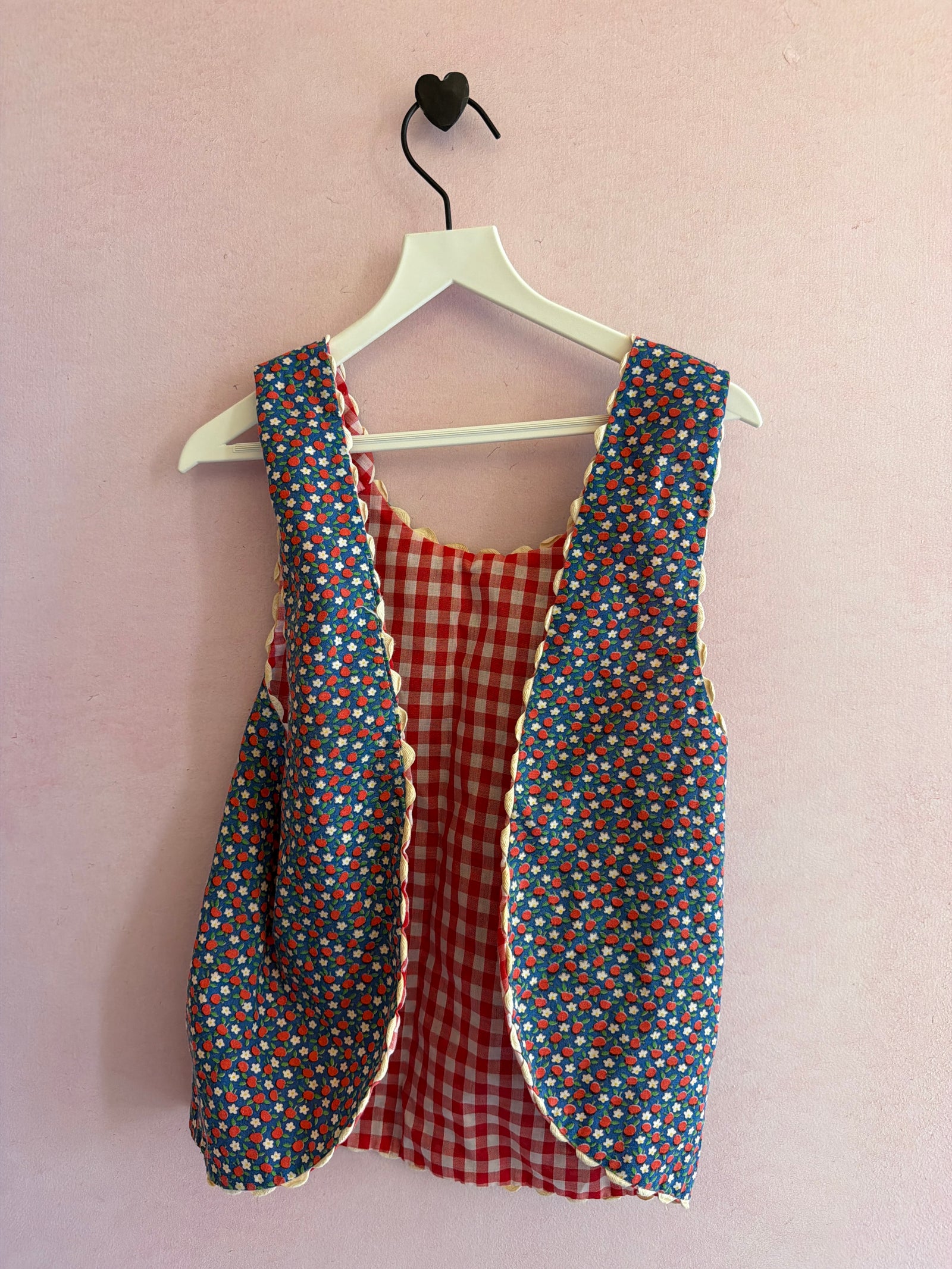 vintage Apples & Red Plaid Reversible Smock Apron / 8