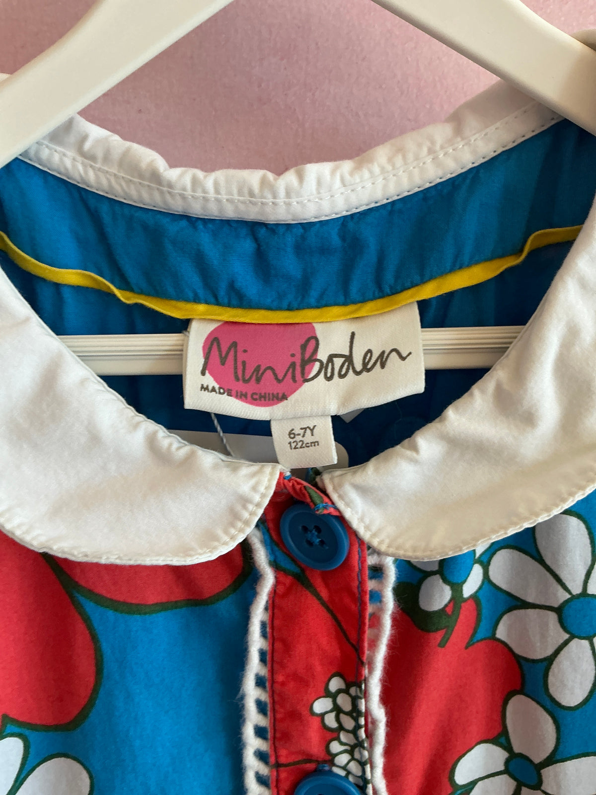 Mini Boden Bright Floral Peter Pan Collar Dress / 6-7 Years