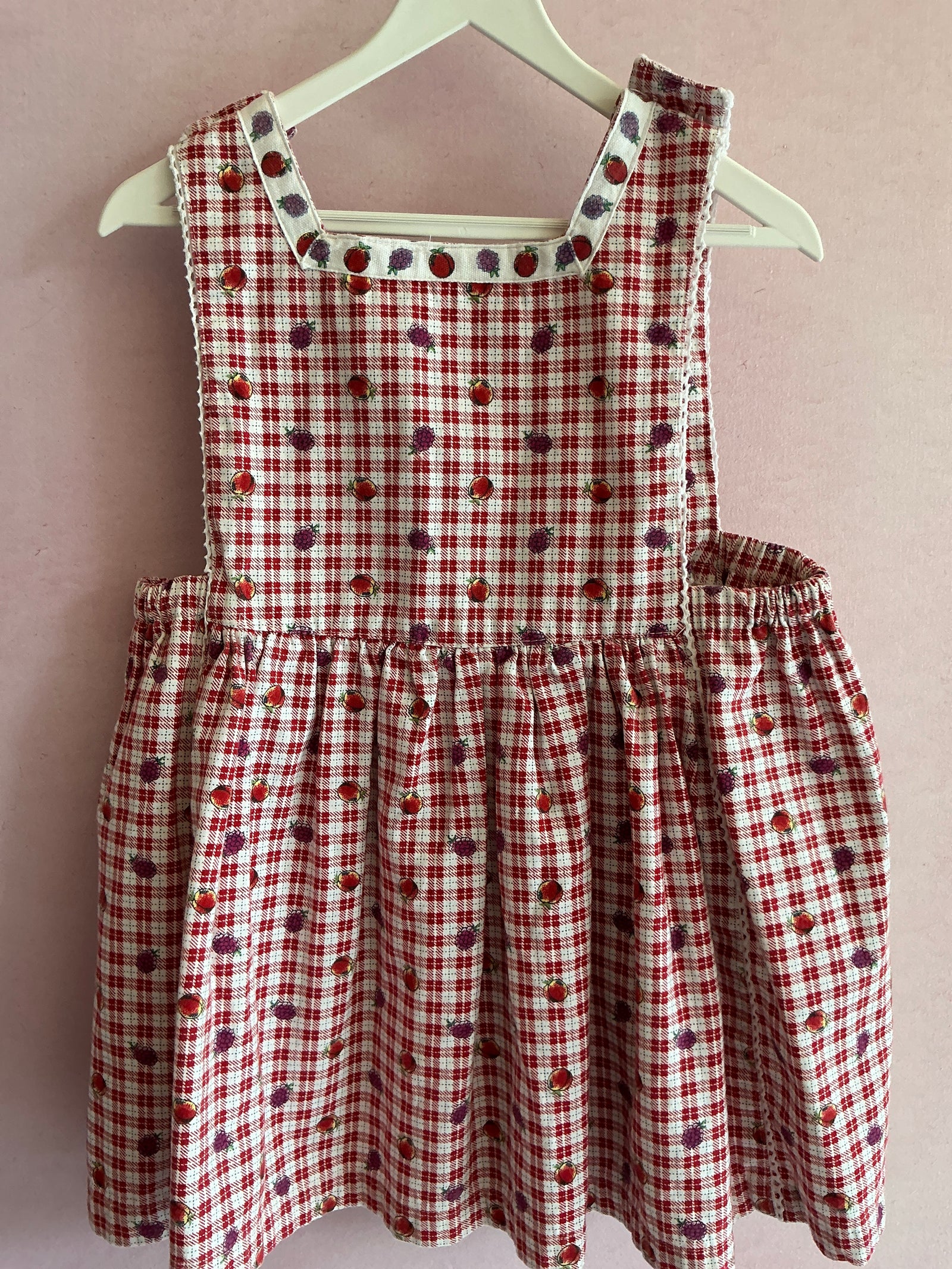 vintage Toddler Charter Club Peach Grape Red Plaid Dress / 3T