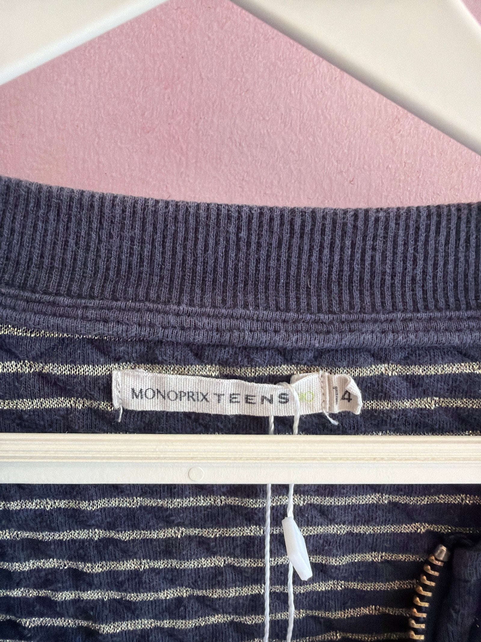 Monoprix Teens Navy Gold Flake Zip Jacket / 10