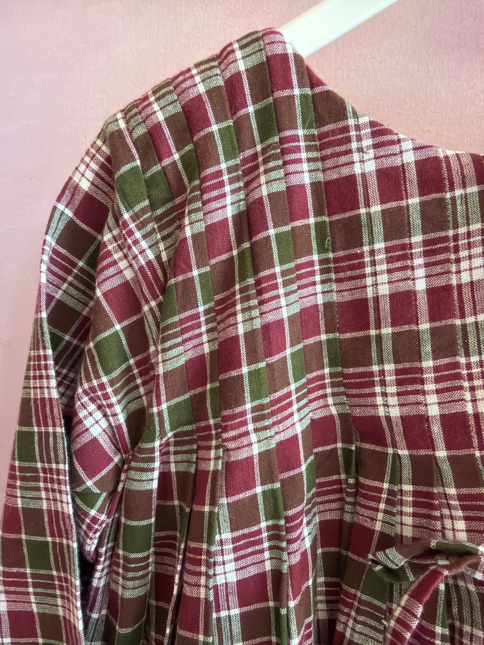 NWOTs Love the World Today India Burgundy Plaid Crochet Trim Dress / 6