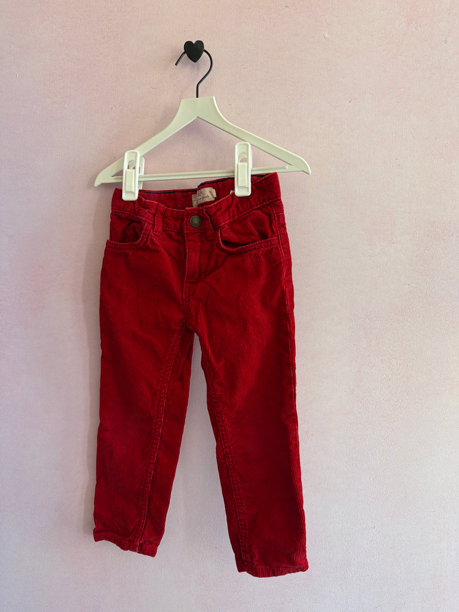 LOGG Cherry Red Corduroy Pants / 2-3