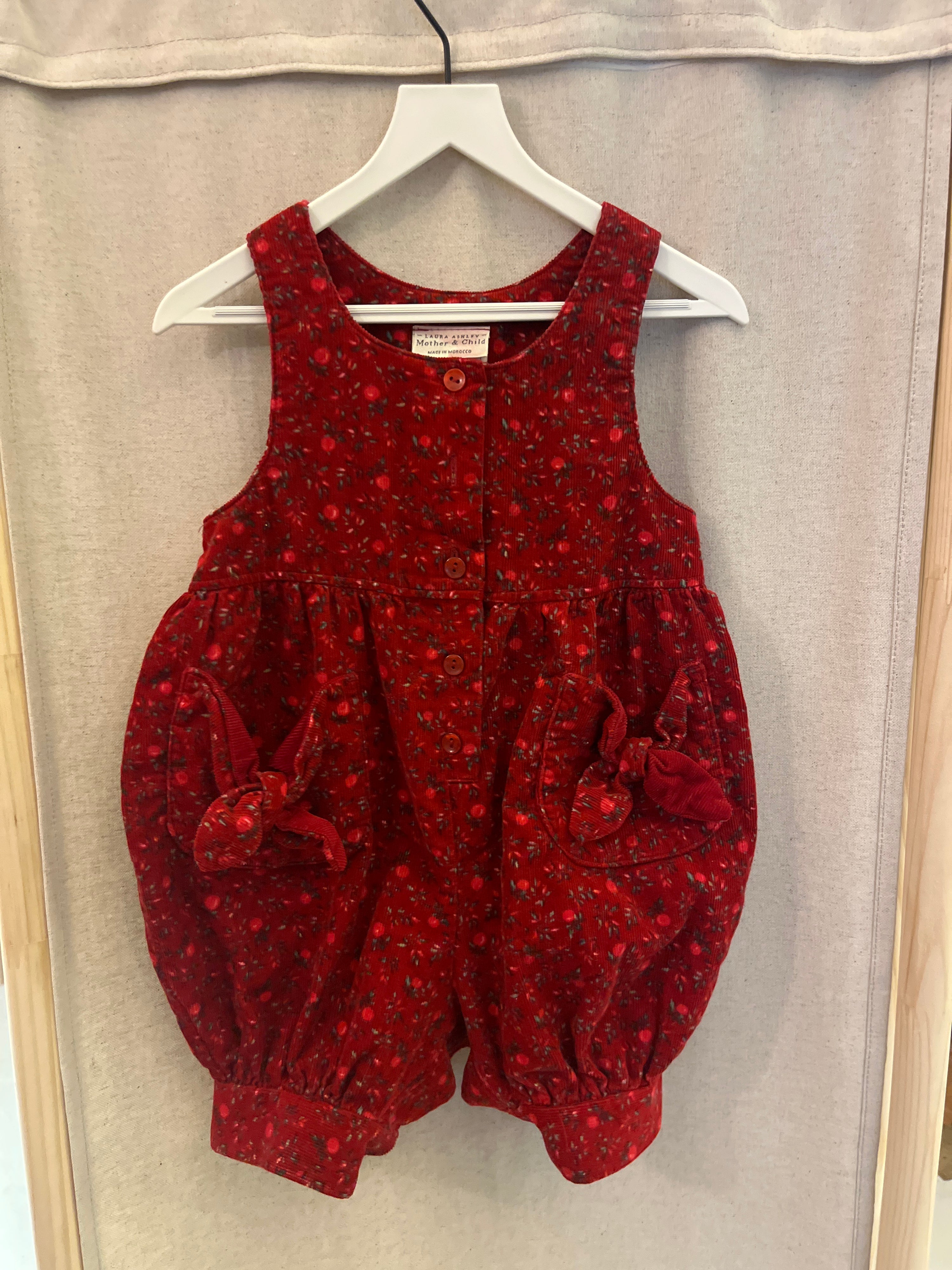 vintage Laura Ashley Cranberry Floral Jumpsuit / 6 months