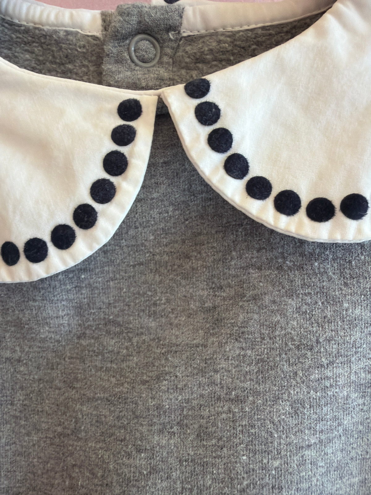 Jacadi Paris Gray, scalloped bottom, Peter Pan collar Sweatshirt Dress / 24 months