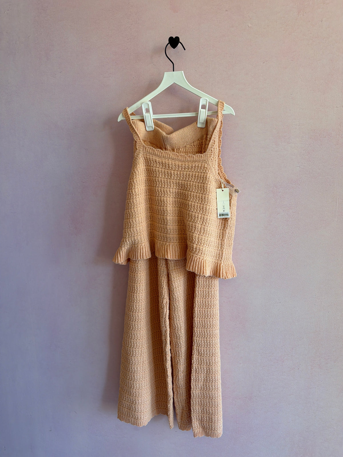 NWTs Rylee + Cru Peach Pink crochet Set / 10-11 years