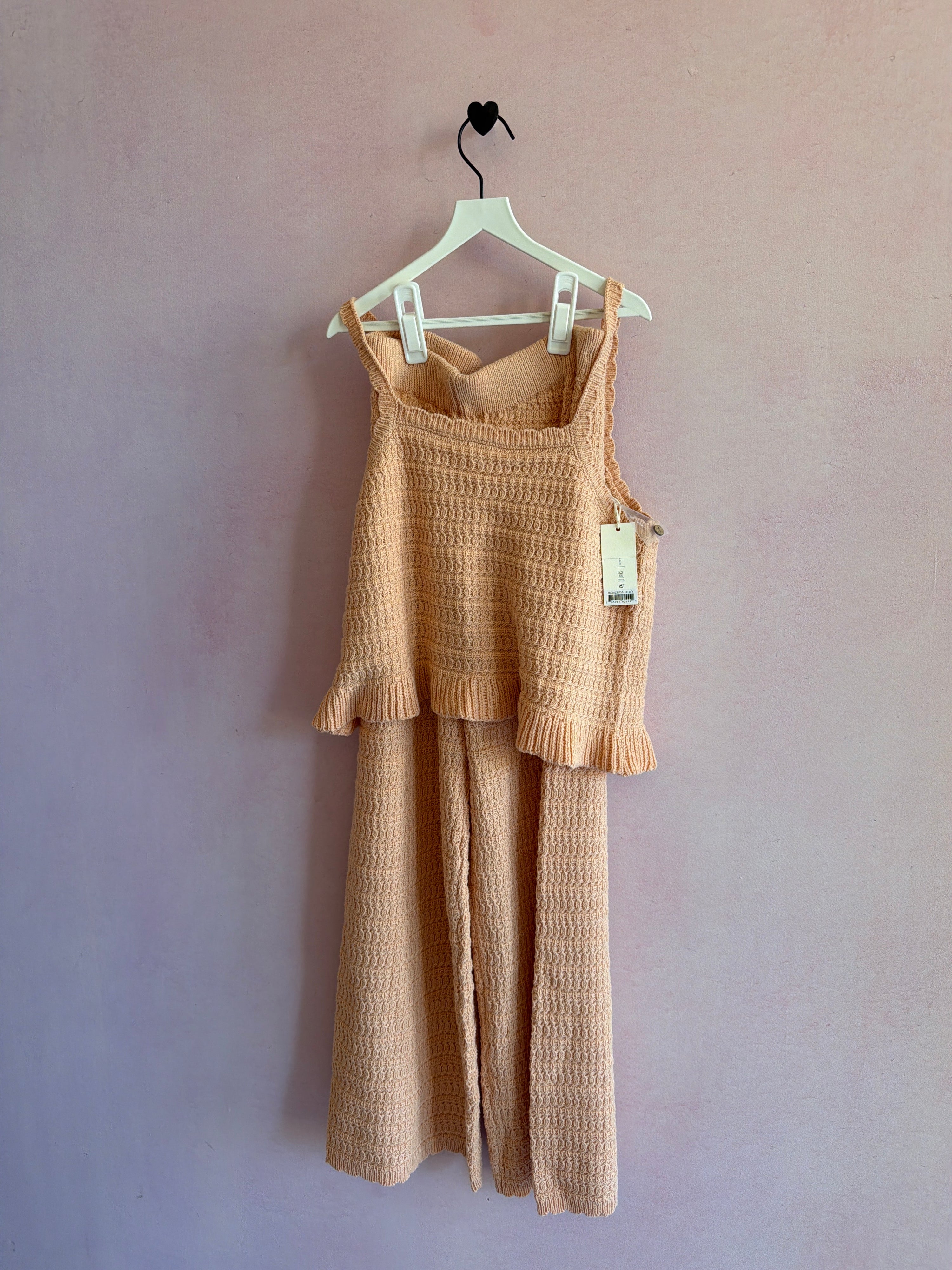 NWTs Rylee + Cru Peach Pink crochet Set / 10-11 years