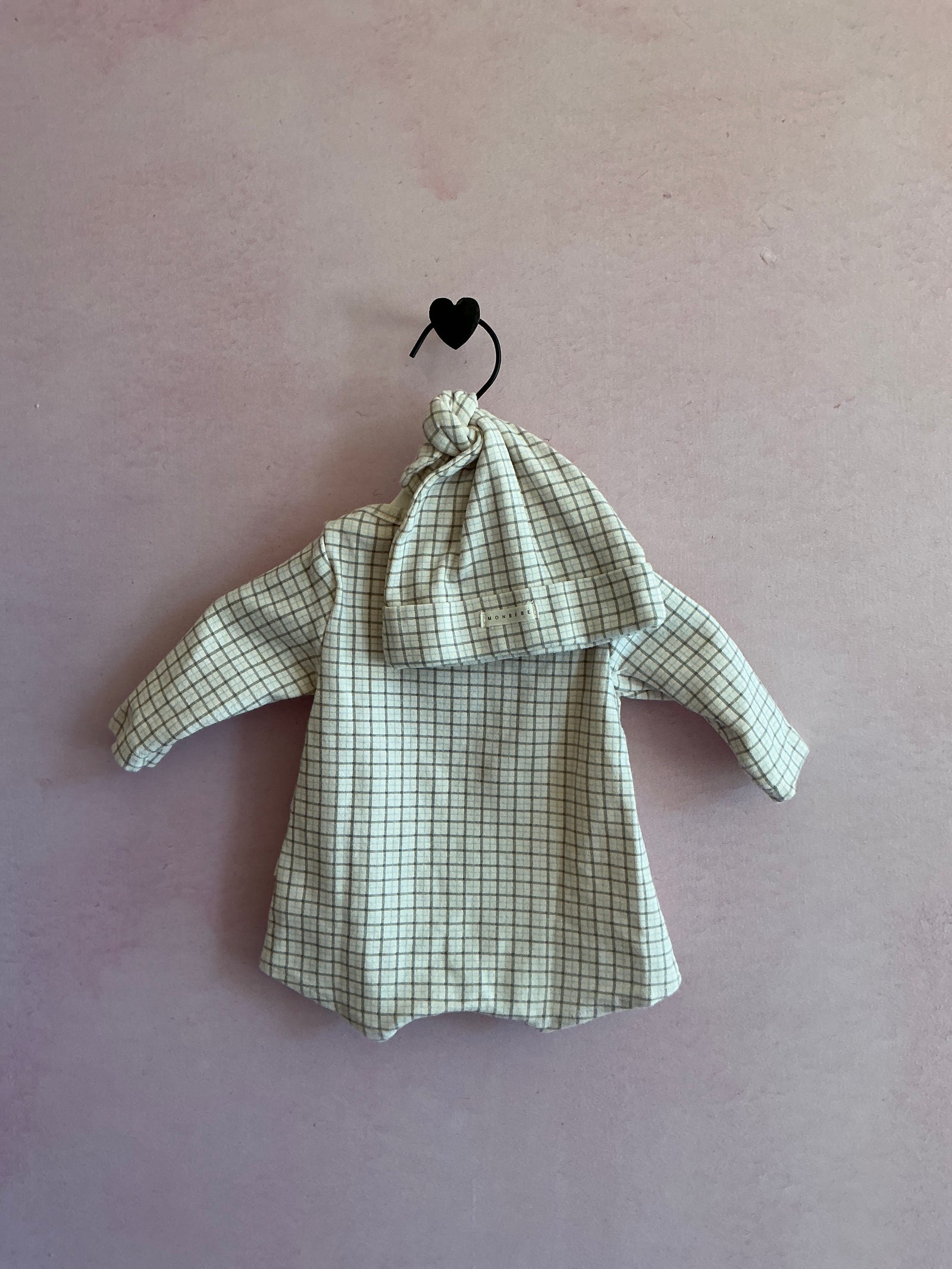 Monbebe Grid Onesie + Bonnet Set / newborn
