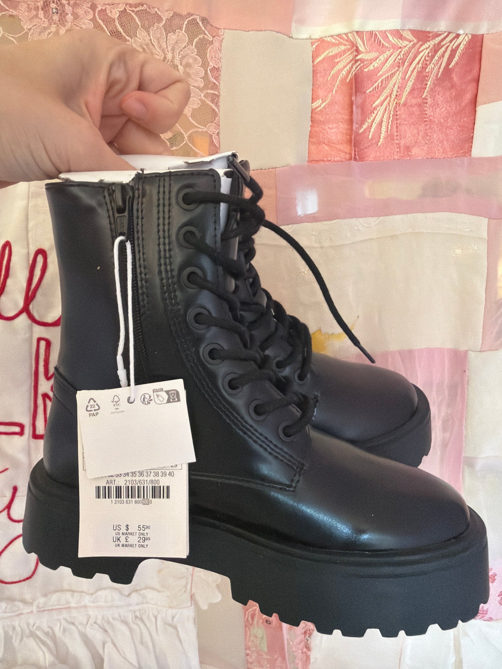 NWTs Zara Black Doc Martins boots / 13