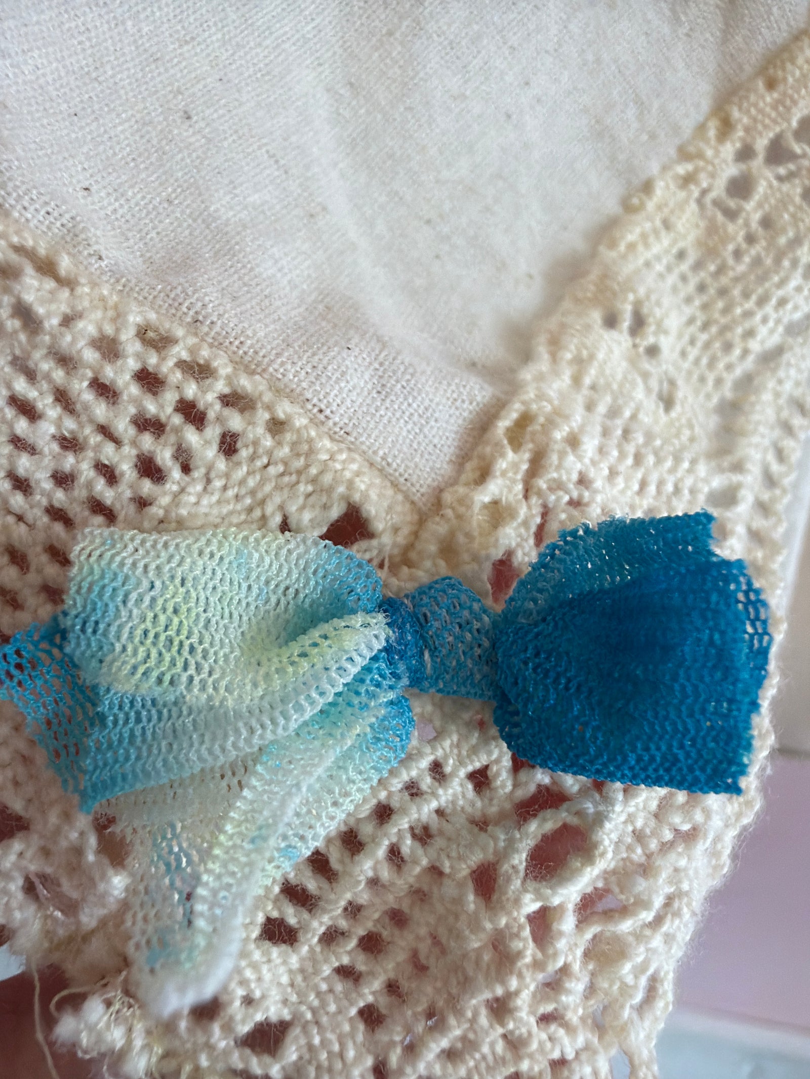 vintage homemade cotton linen dream pinafore / 4-6