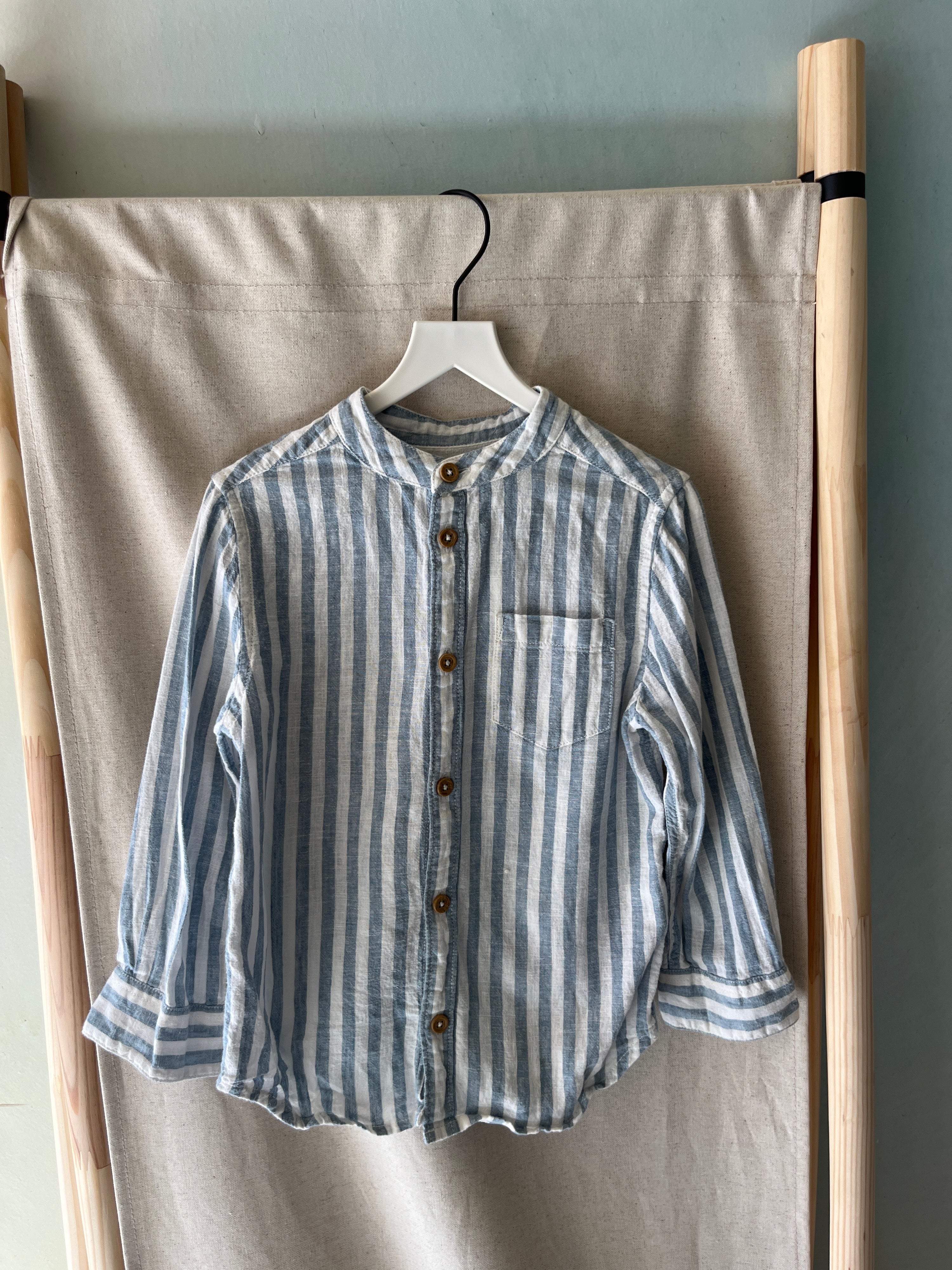 monoprix Blue and White Stripes Shirt / 3-4 Years