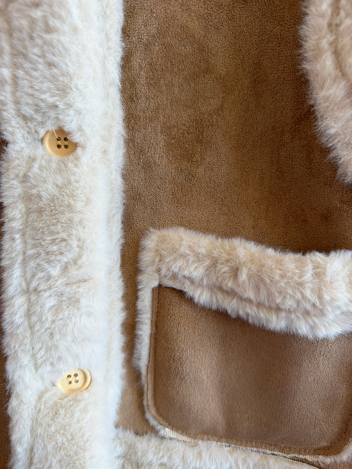 Thirty Three-33 Cream Suede with Faux Shearling Trim Vest / 7