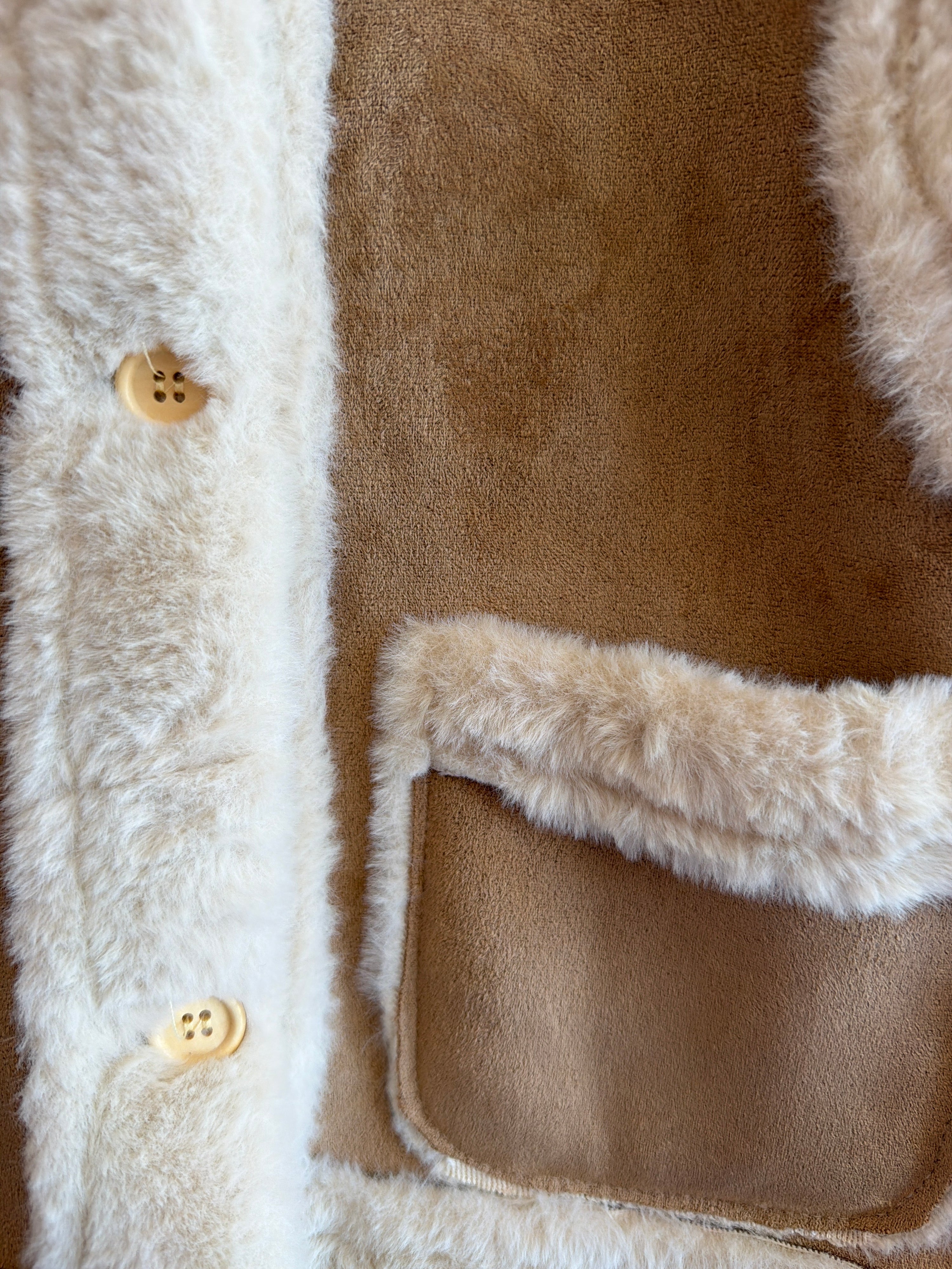 Thirty Three-33 Cream Suede with Faux Shearling Trim Vest / 7