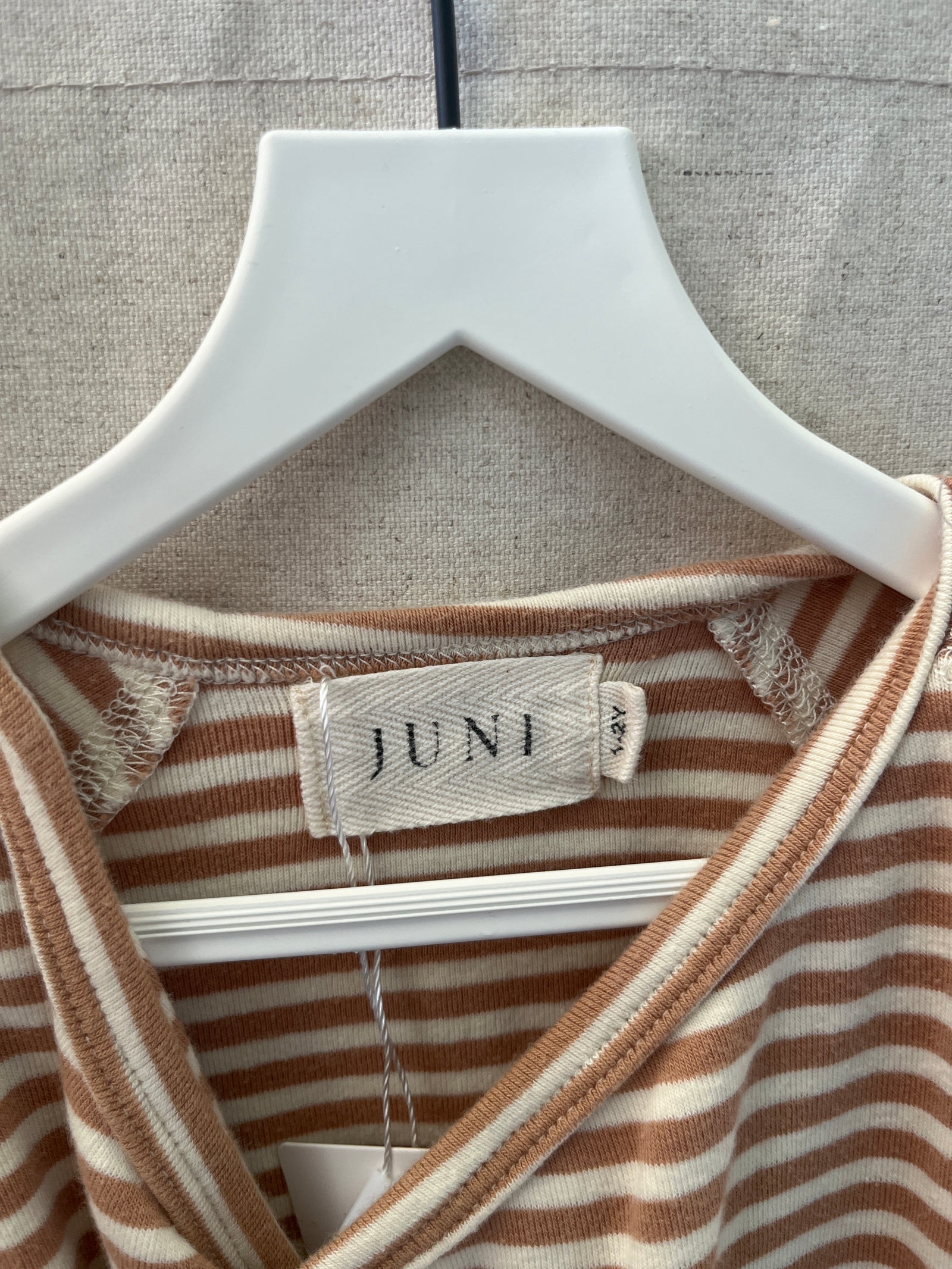 JUNI Brown White Stripe Bodysuit / 1-2 Years