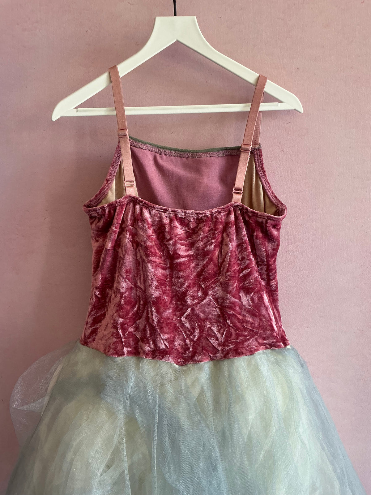 Revolution Dancewear Pink Velvet with Floral Lace Trim Tutu Dress / Child Large