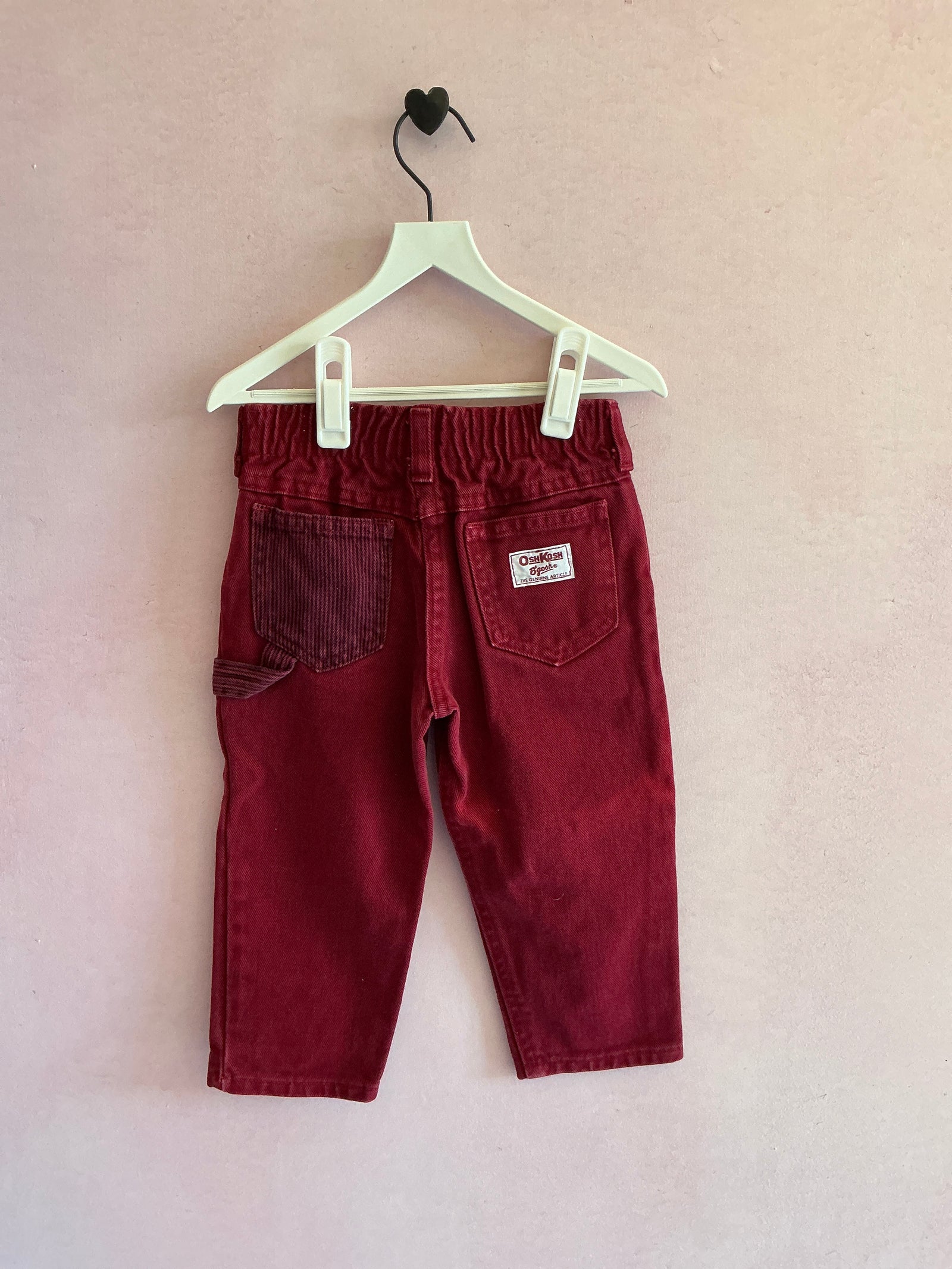 Vintage OshKosh B'gosh Burgundy Jeans with Striped Pocket / 2T