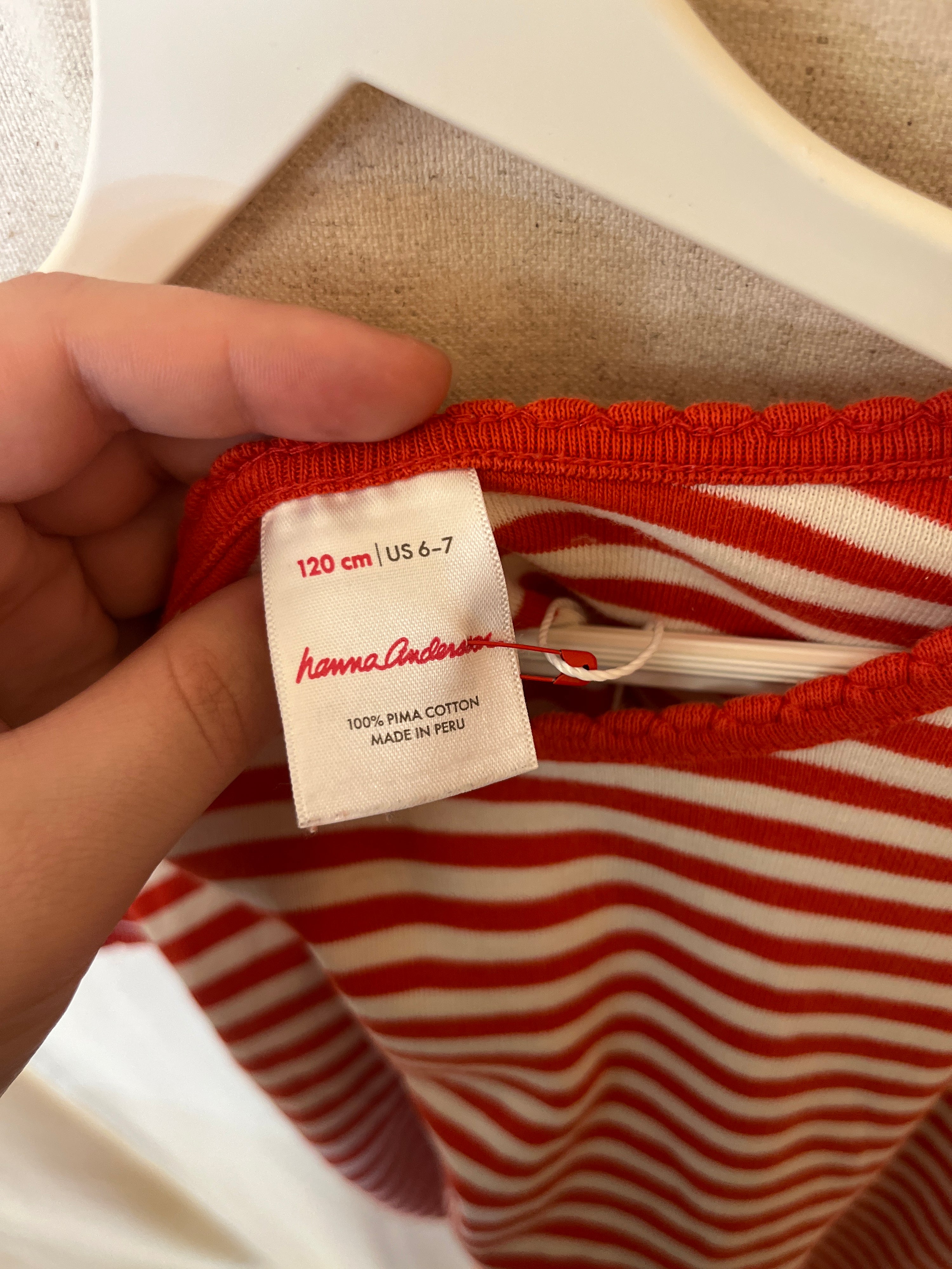 Hanna Andersson Red and White T-Shirt / 6-7 Years