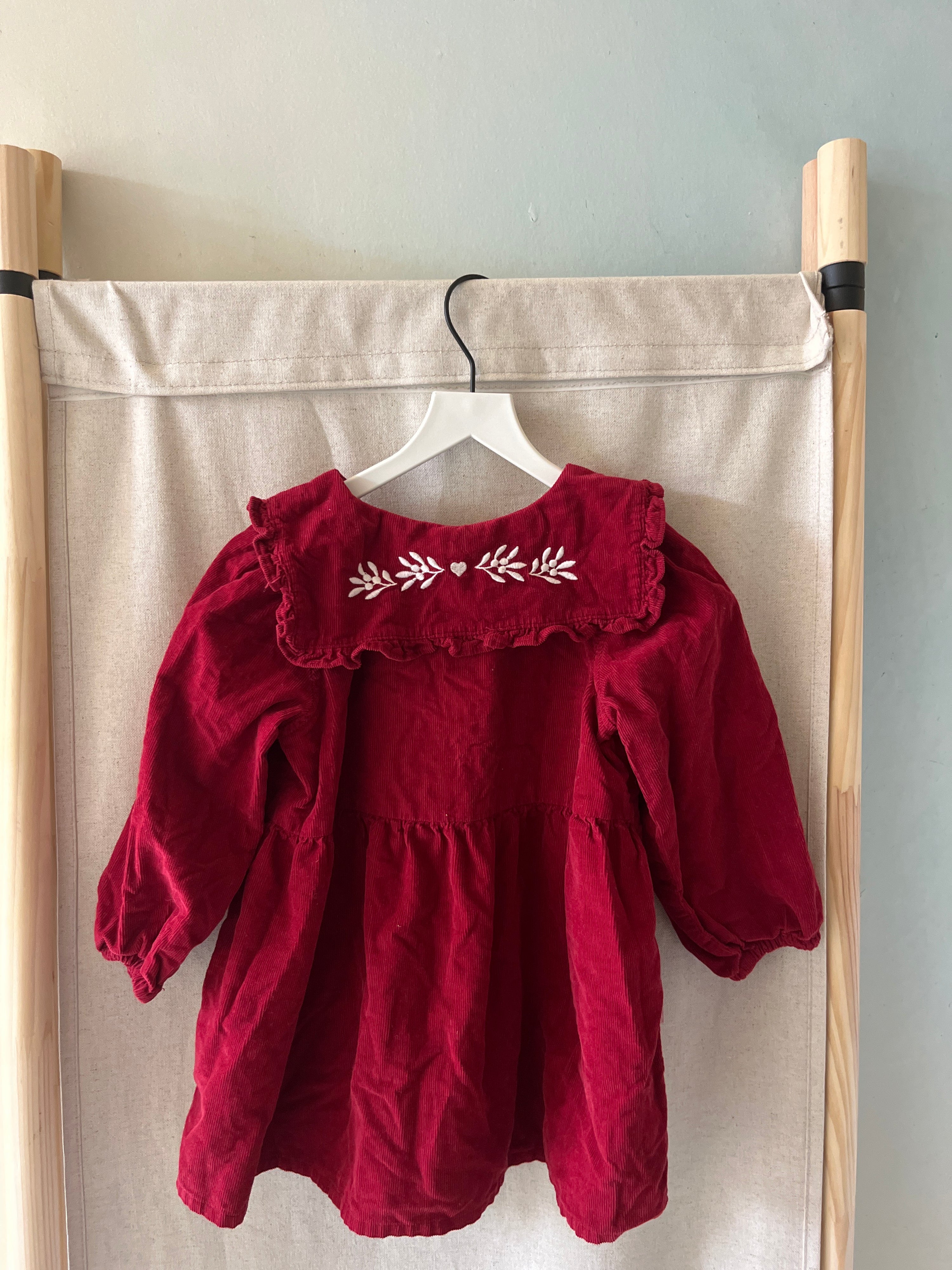 H&M Red Cord Ruffle Dress Dress / 12-18 months