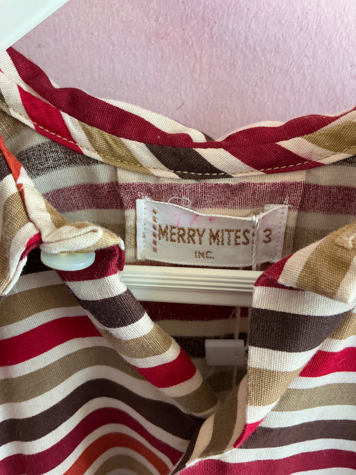 vintage Red, Brown, White, Tan Cinch Waist  Top / 3T