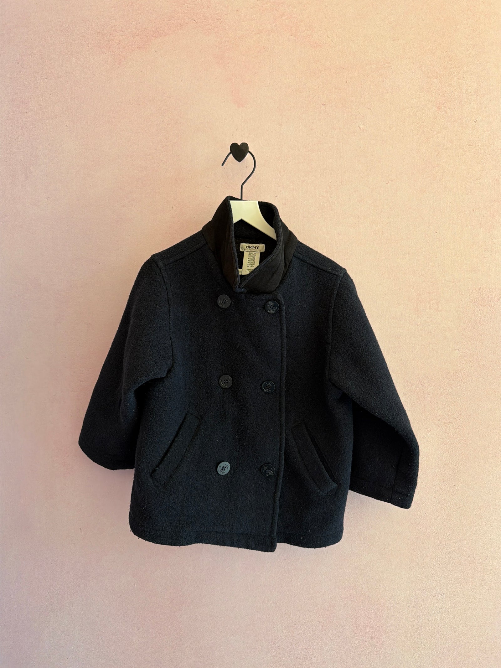 DKNY Navy Wool Blend Peacoat / 3