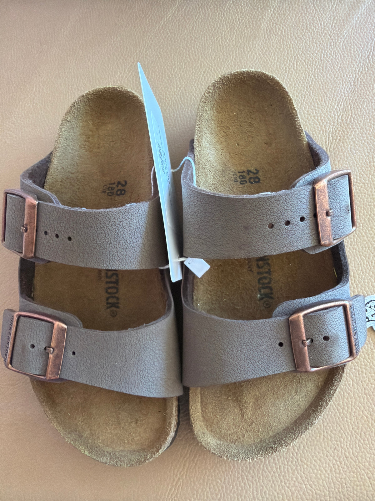 Birkenstock Taupe Leather Sandals / 28