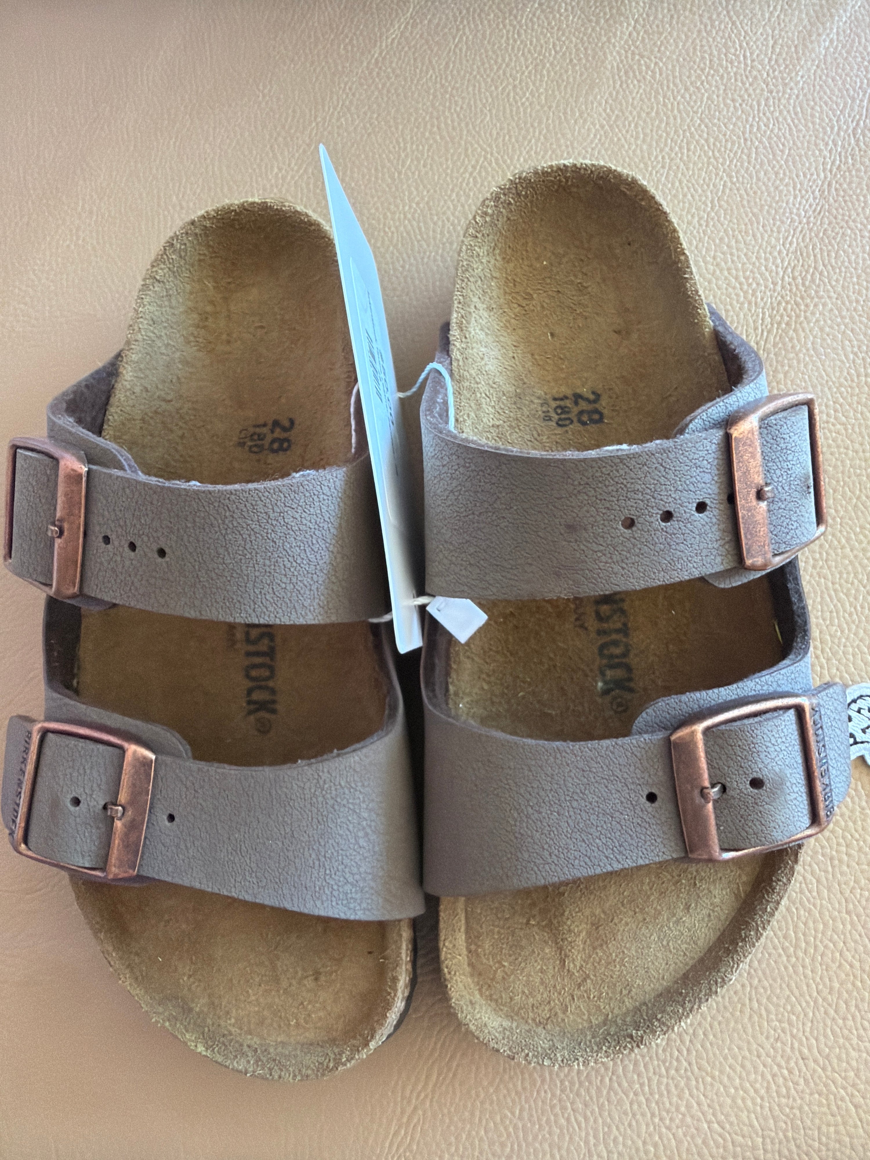 Birkenstock Taupe Leather Sandals / 28