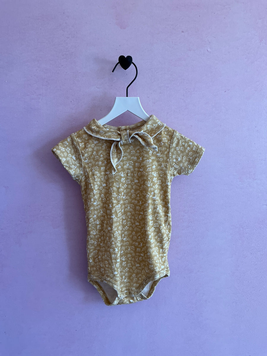 misha & puff Mustard Bunny Scout Baby Onesie / 9-12 months