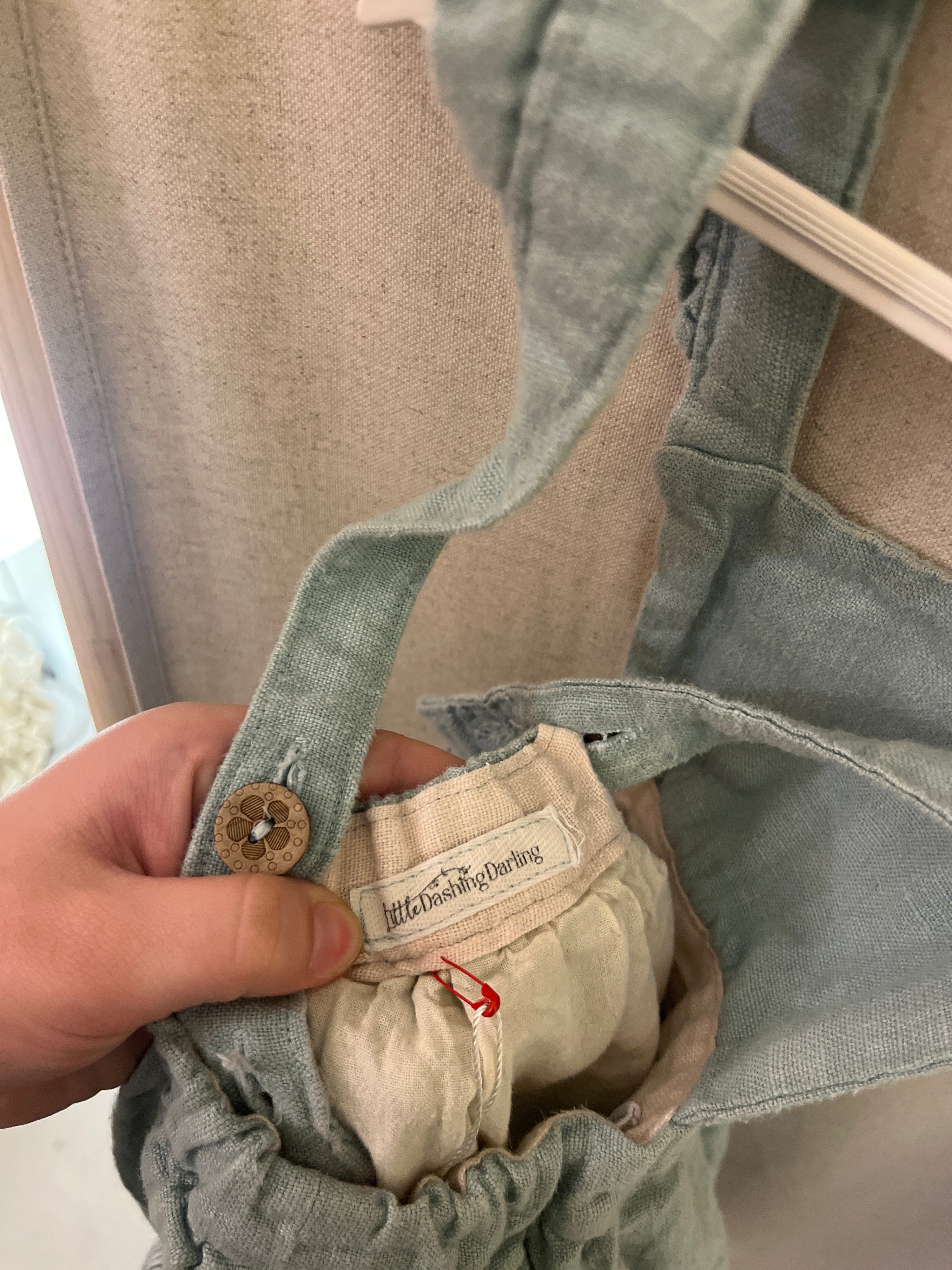 Little Dashing Darling Mint Linen Jumpsuit / 18-24 months