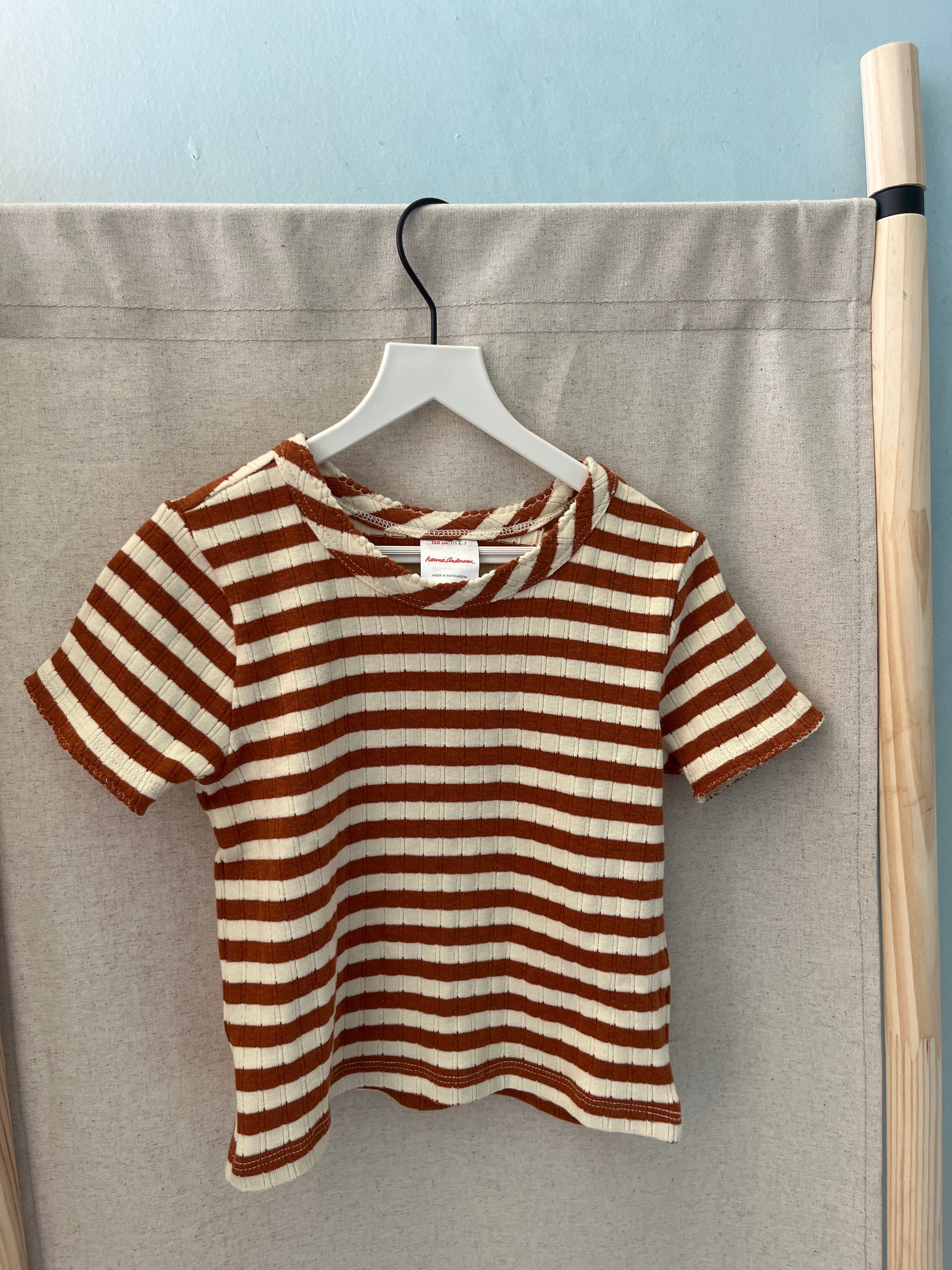 Hanna Andersson Rust White Stripe T-Shirt / 6-7