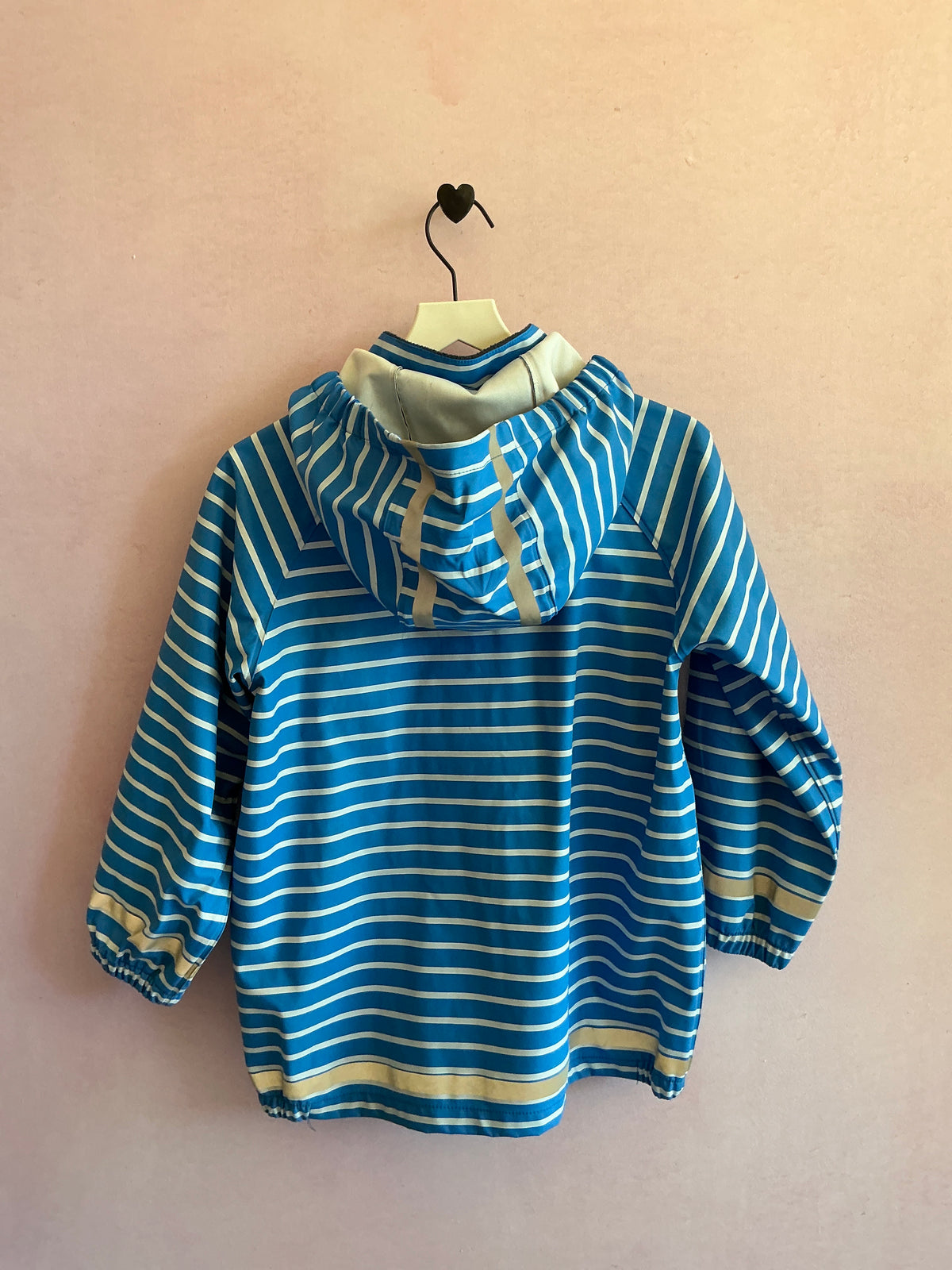 Polarn O. Pyret Blue White Striped Hooded Bomber Jacket / 6-8 years