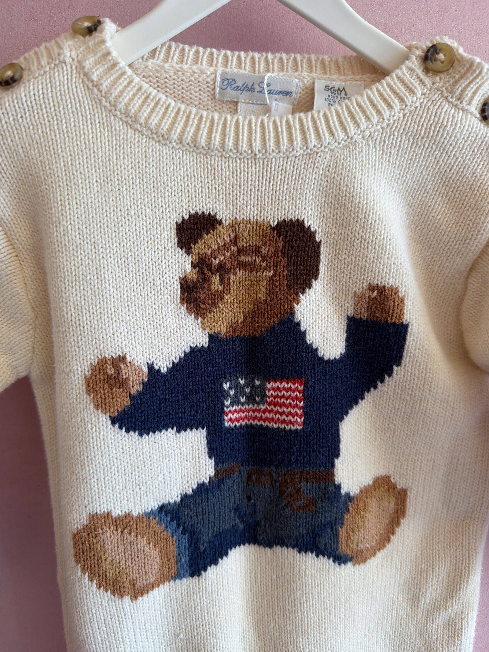 Ralph Lauren Teddy bear with American flag Romper / 6-12 months