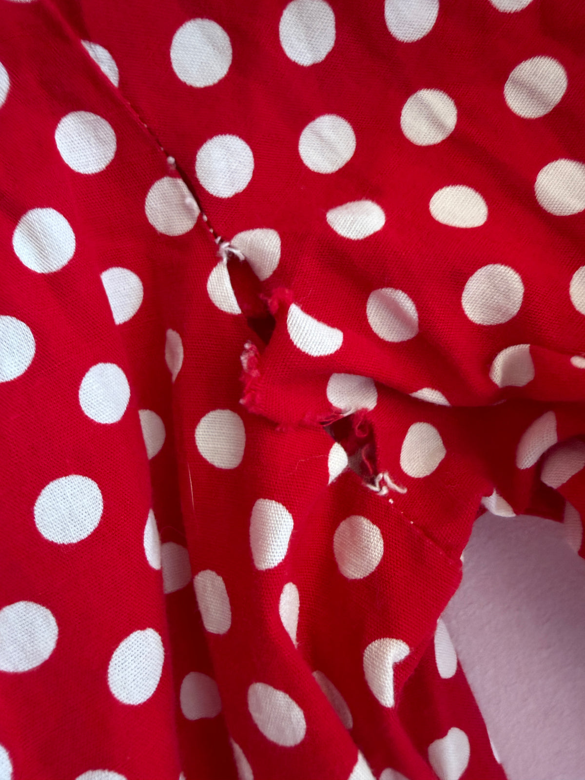 Vintage handmade Red + white dot / rental only