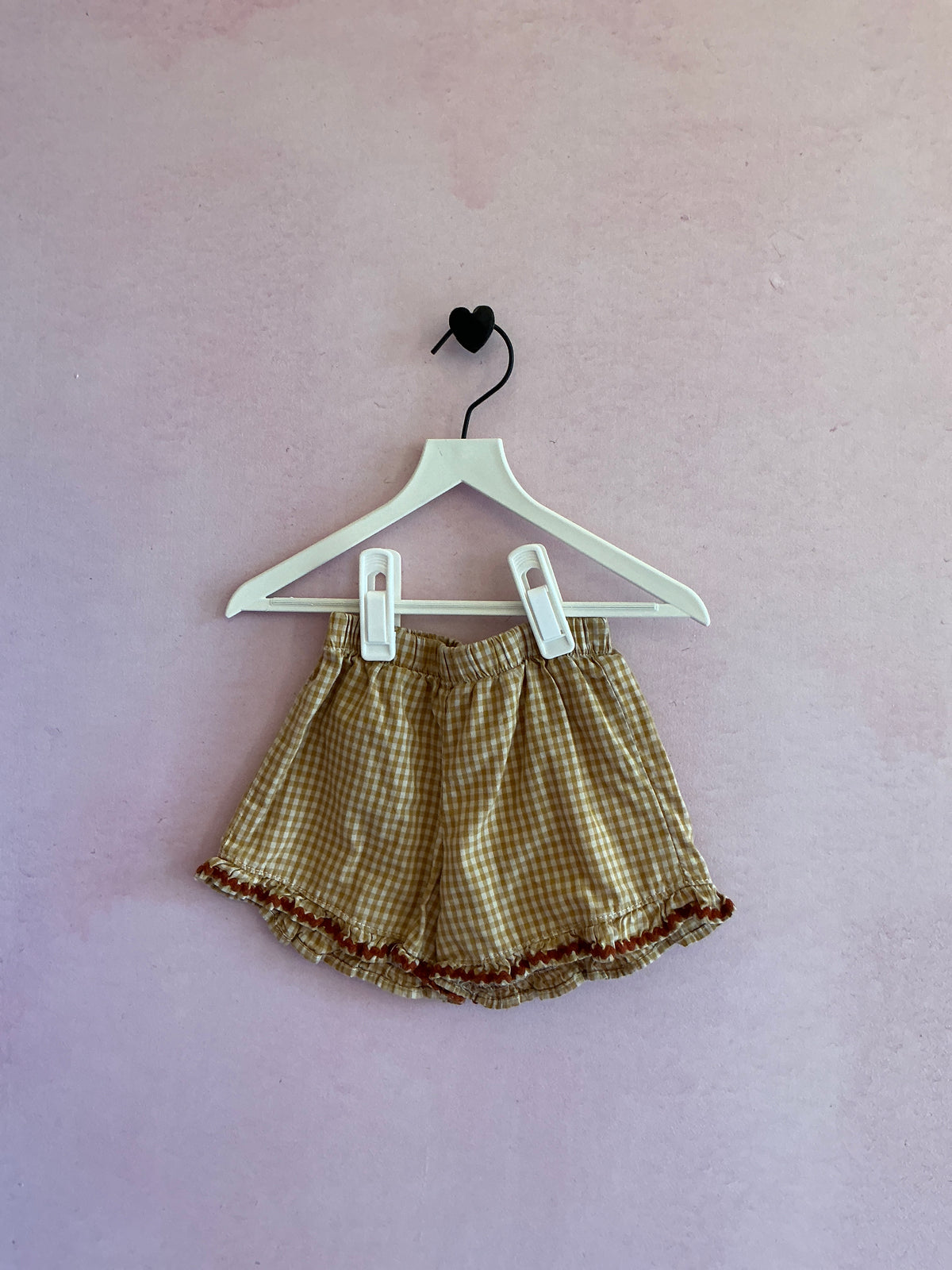 tiger island Chestnut Gingham Ric Rac Shorts / 2-3