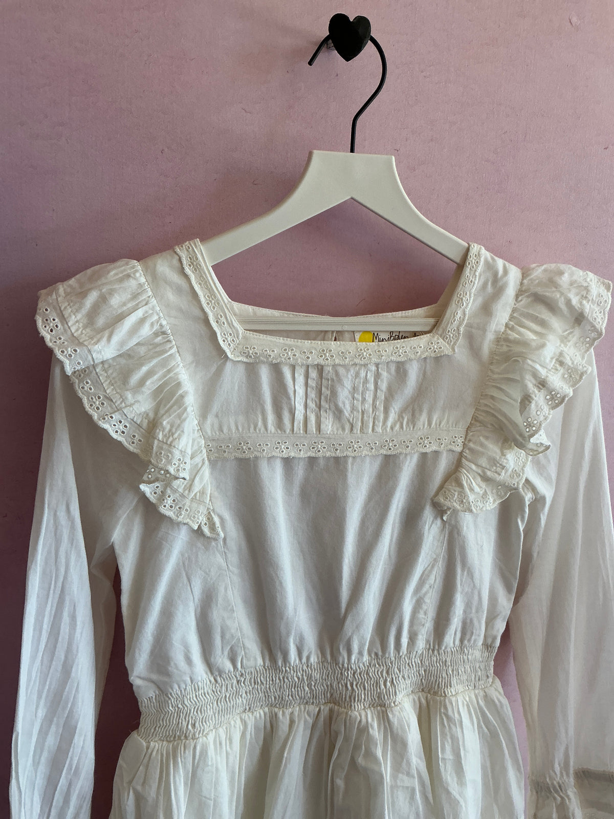 mini boden White Eyelet Trim dress / 8-9 Years