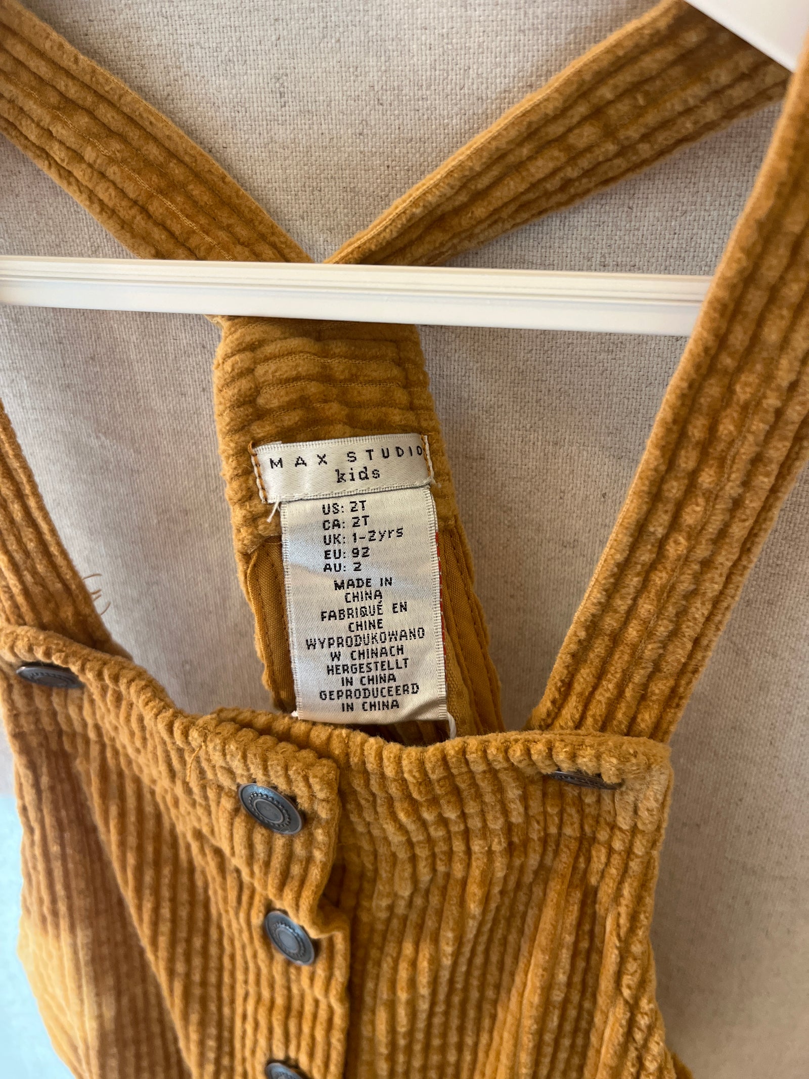 Max Studio Umber Cord Pinafore Dress / 2T