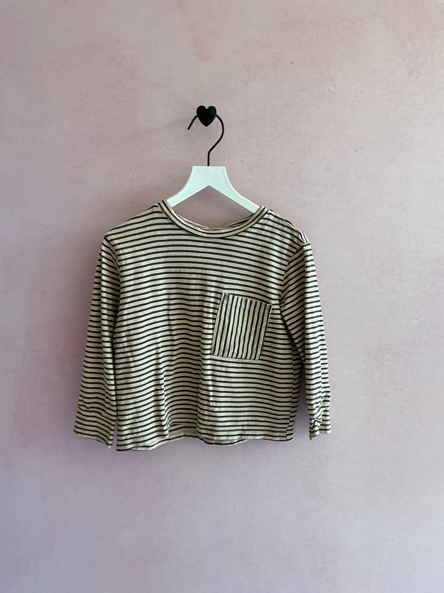 Rylee + Cru Chocolate Stripe Long Sleeve Shirt / 2-3