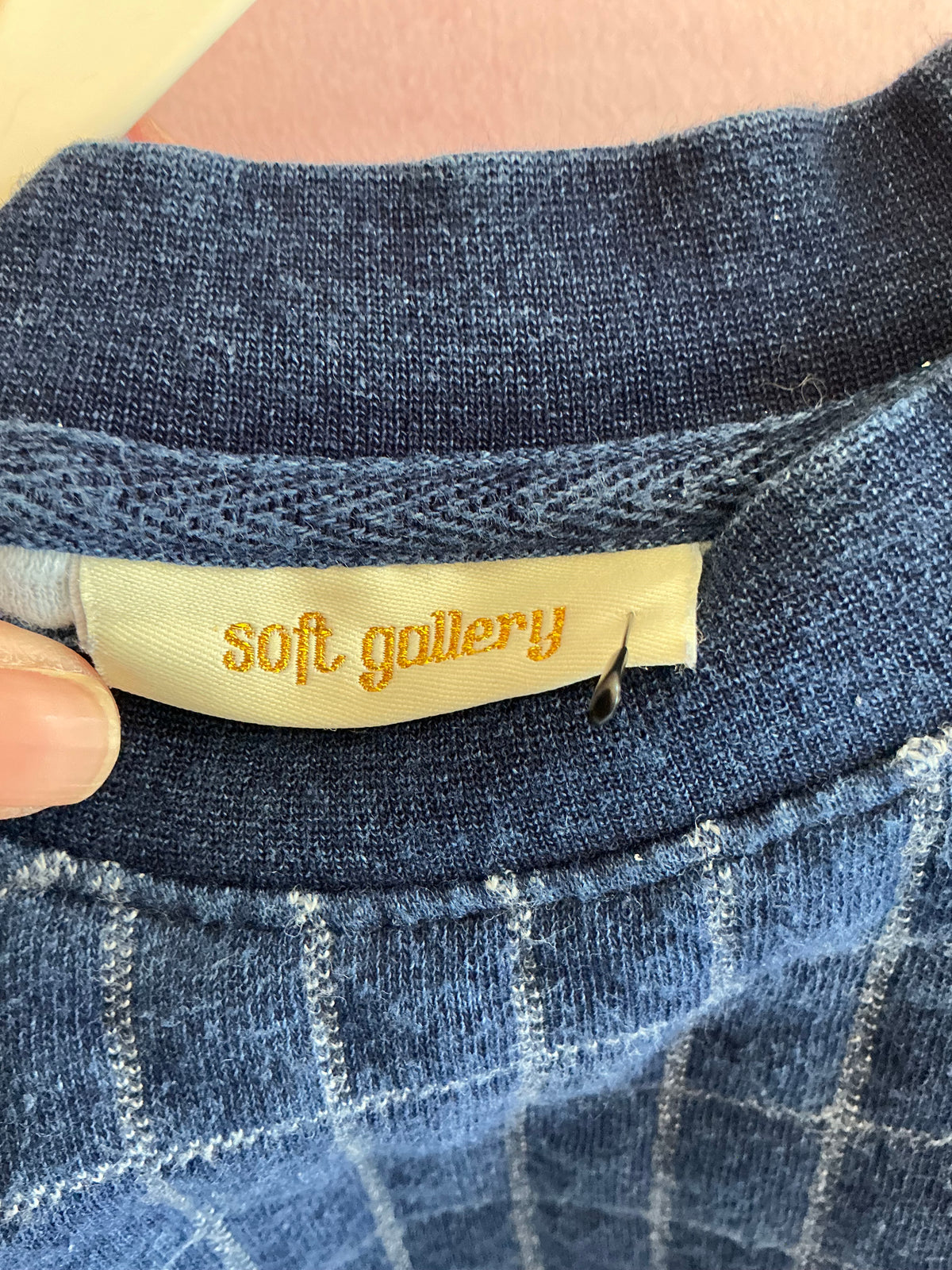 Soft Gallery Blue Windowpane Check Sweatshirt / 2
