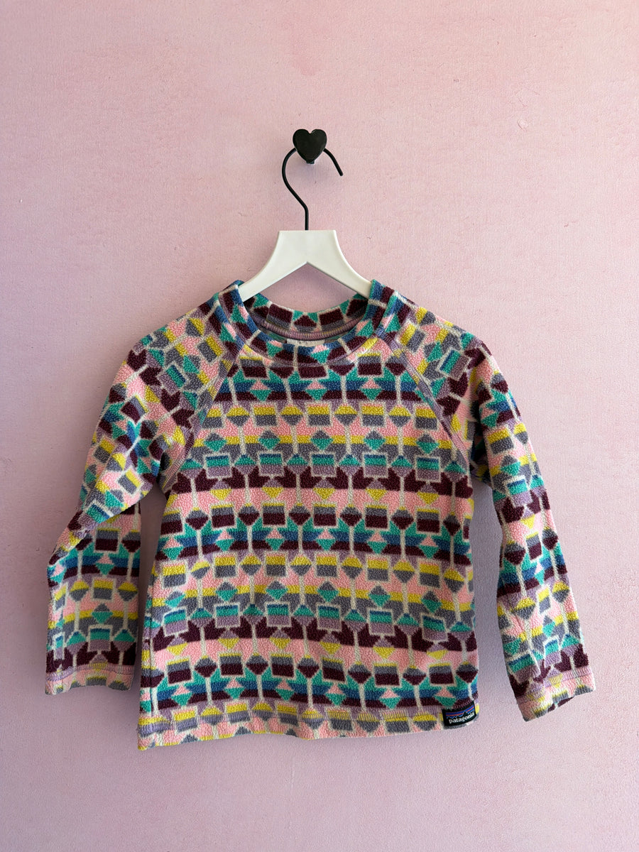 Patagonia Pink, Purple, Teal, Yellow, and Cream Fleece / 2T