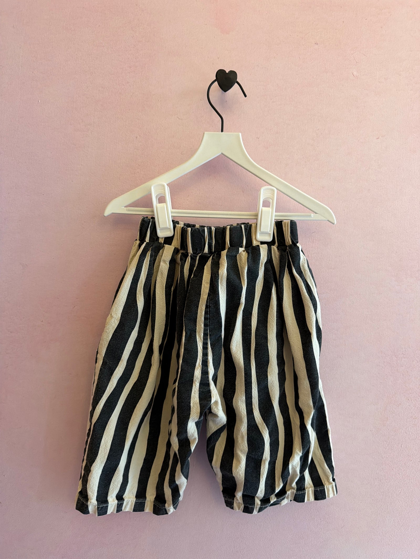 Black + Cream Stripe Paper Bag Pants / 18-24 months