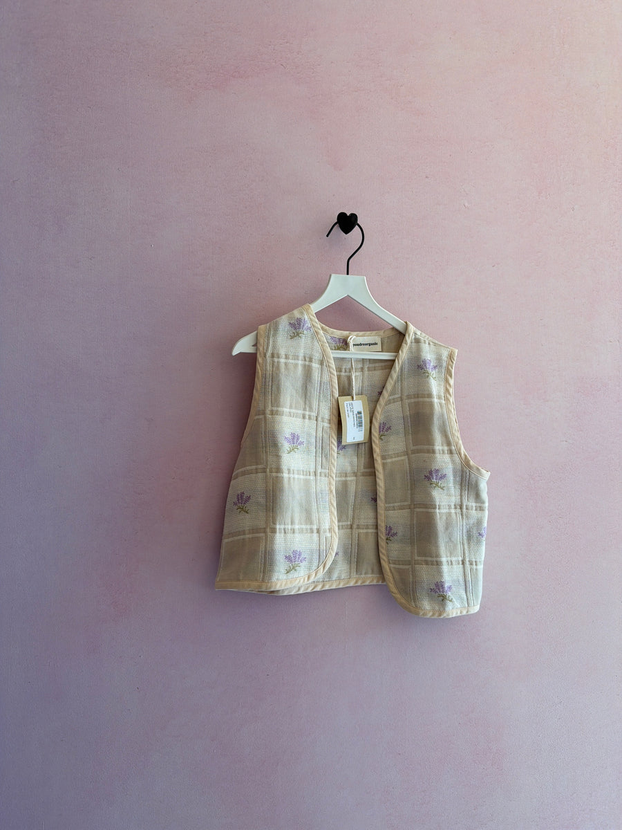 NWT Poudre Organic Cream Quilted Vest with Lavender Embroidery / 4