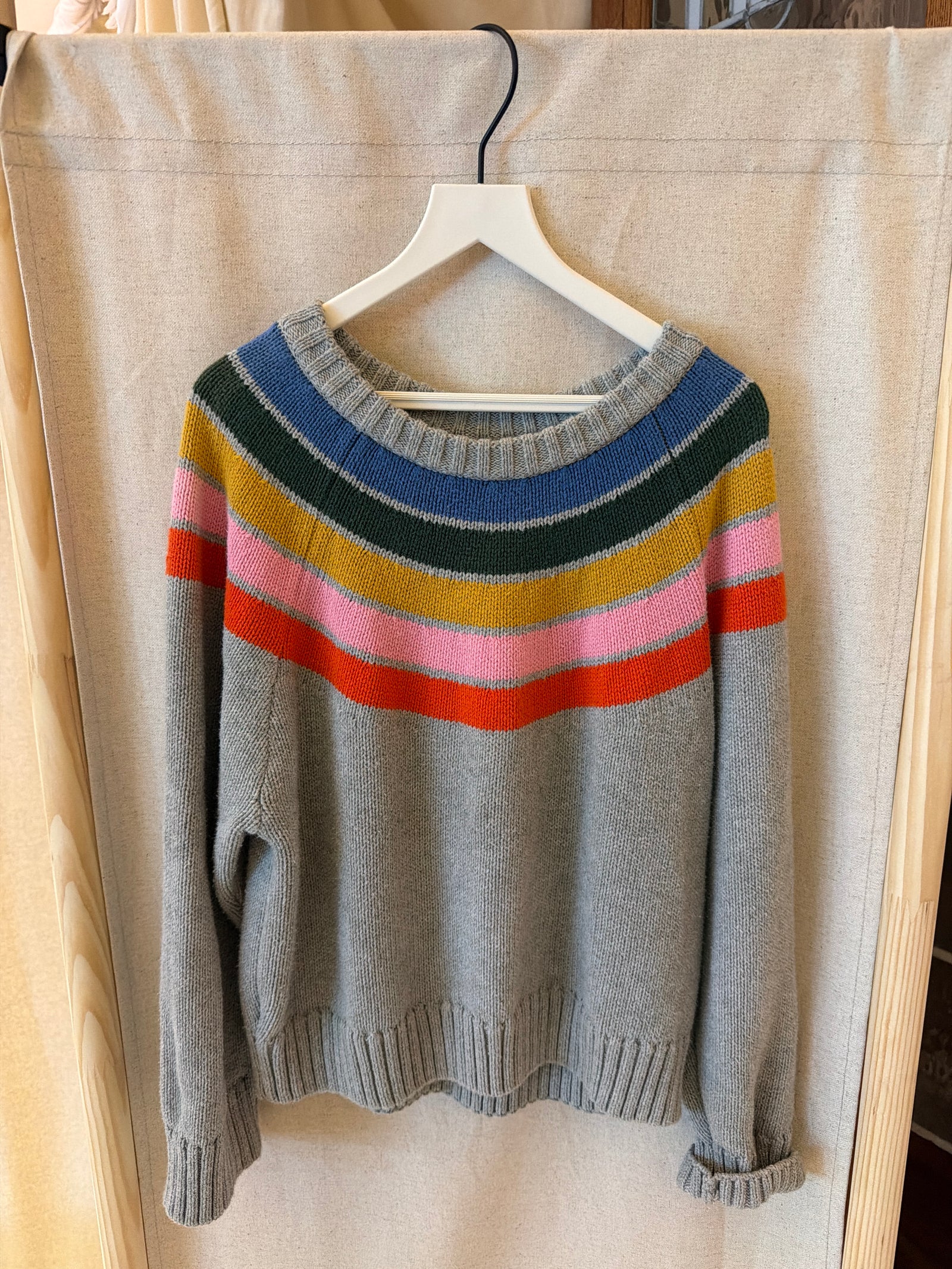 Tea rainbow trim Sweater / 6-7