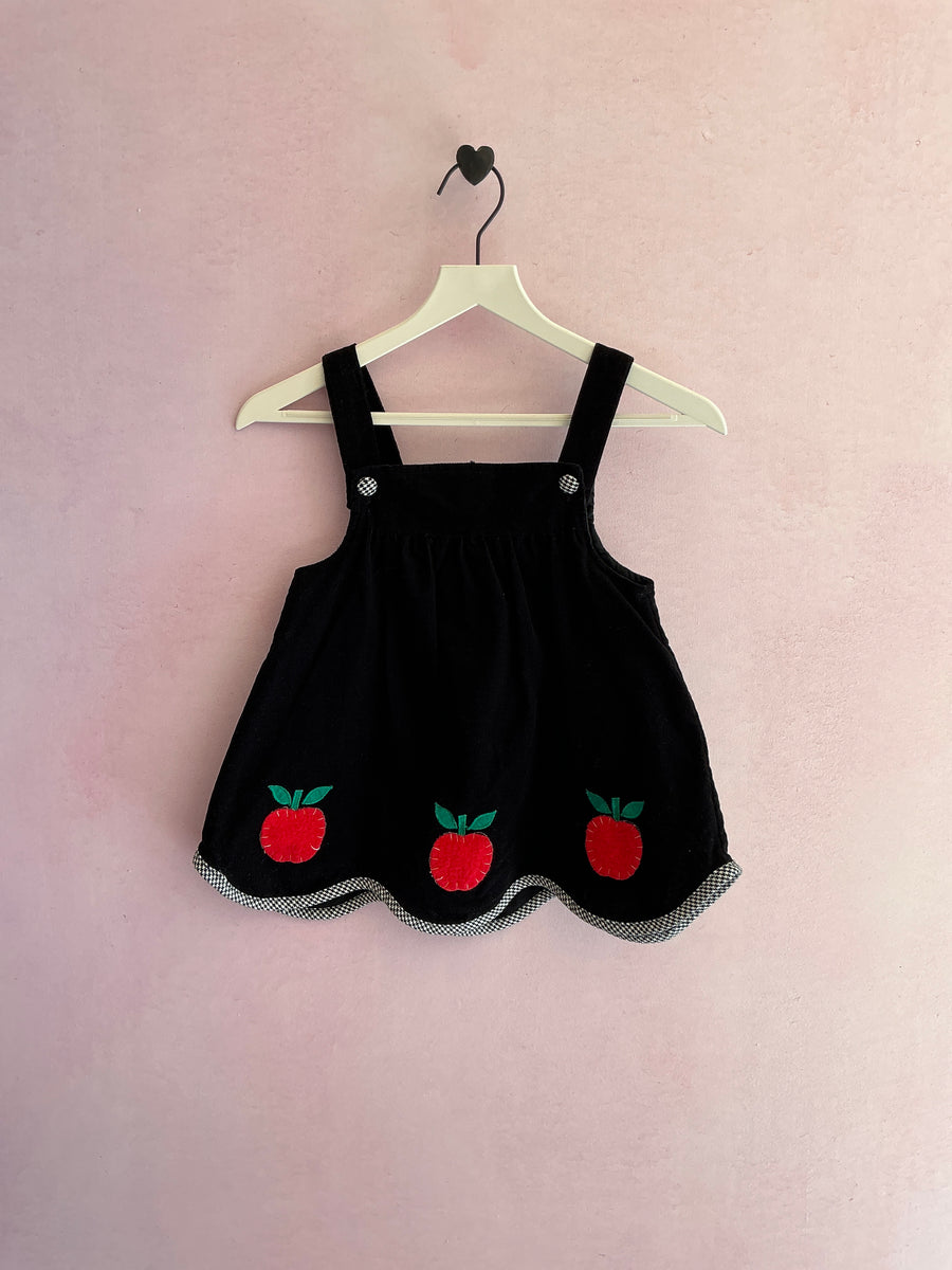 vintage Black Cord + Red Apples Dress / 24 months