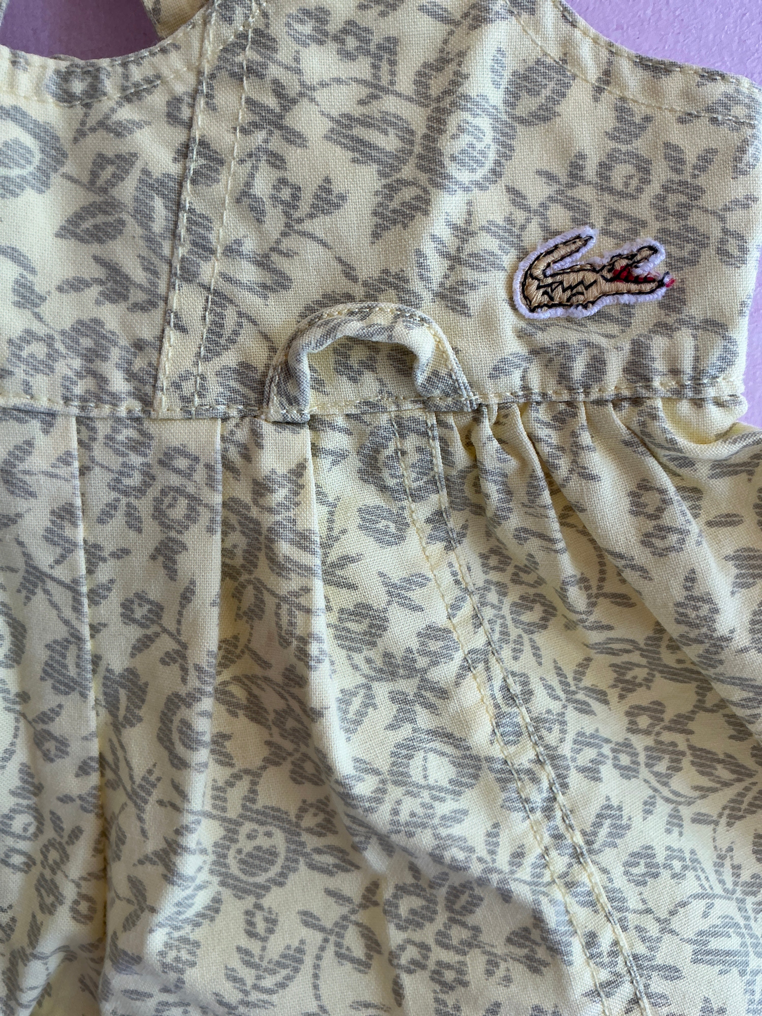 vintage Lacoste Yellow Floral Romper / 12 months